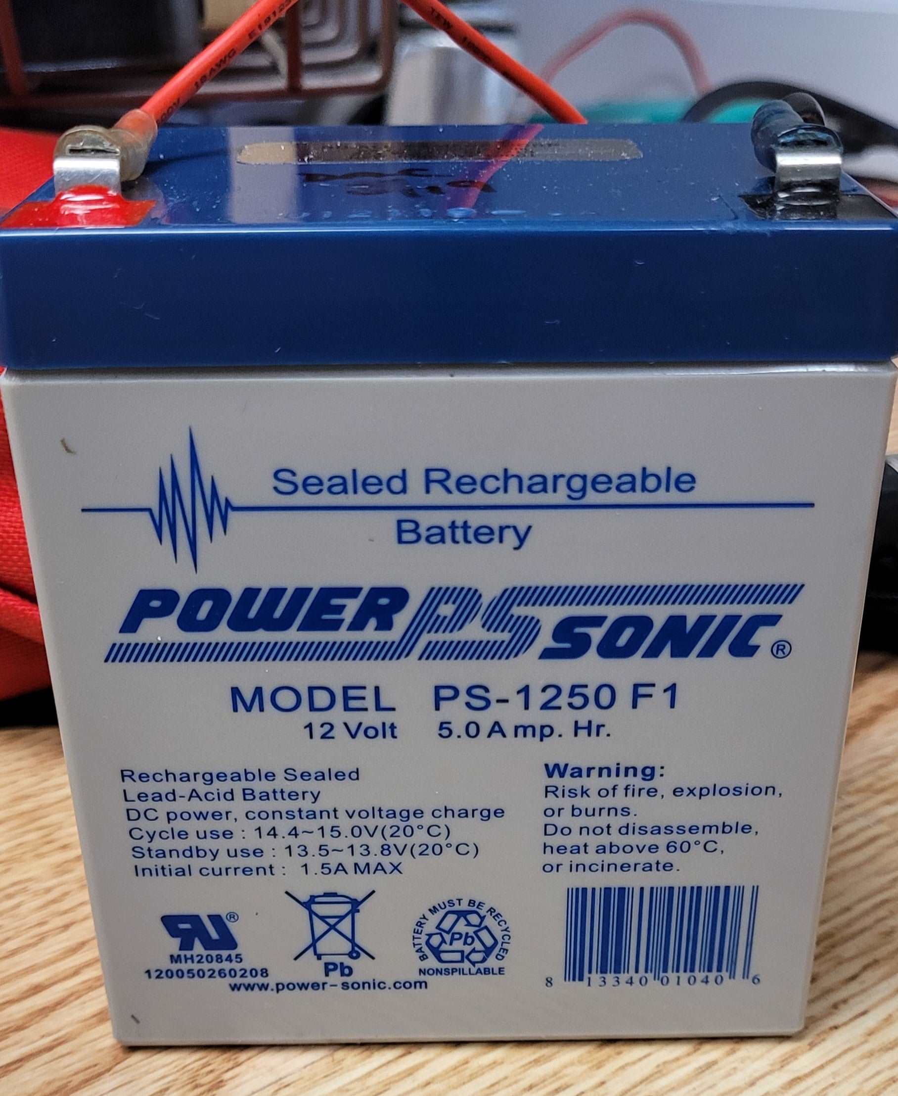 12 Volt 5AH SLA battery (Sealed Lead Acid)