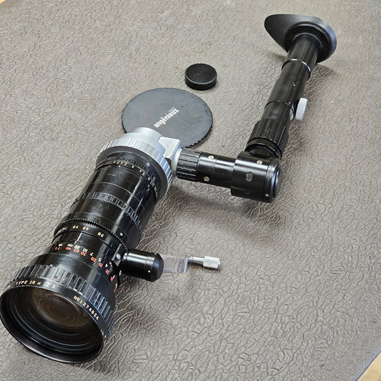 Angenieux 12-120mm T2.8 Type 10 x 12A C-Mount Zoom lens with Dogleg Viewfinder S# 1274024