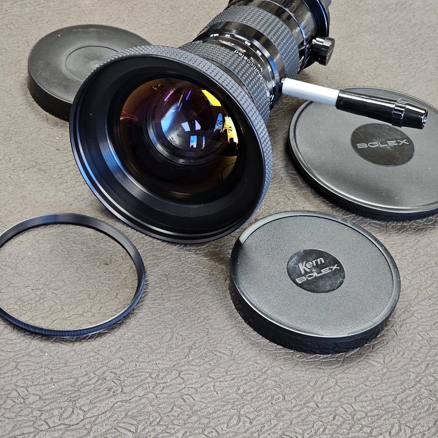 Kern Vario-Switar 12.5mm-100mm f2 Multicoated Zoom Lens Bolex Bayonet Mount S# 1142135 with Aspheron 6.5mm Multicoated S# 51108