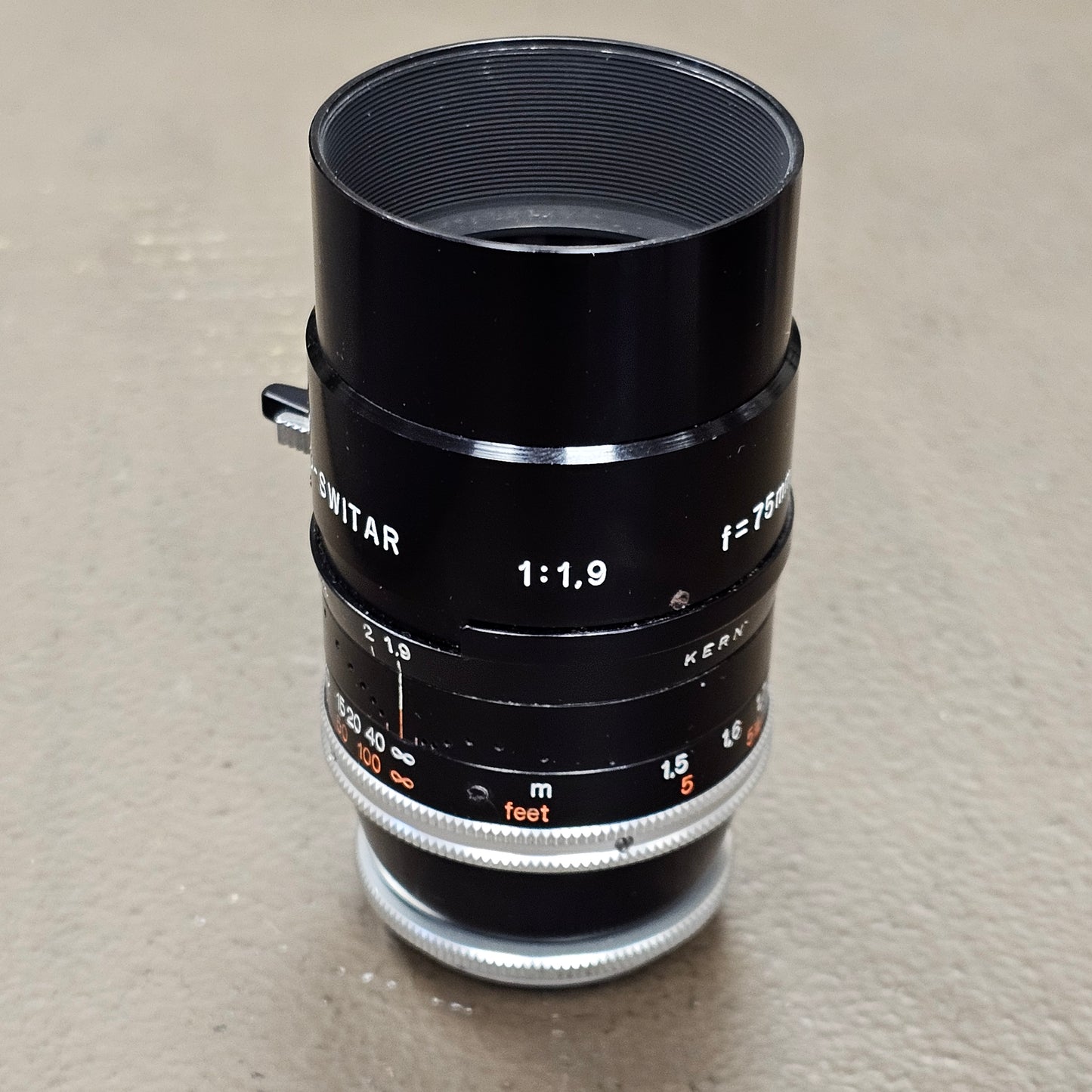 Switar 75mm Macro Preset f1.9 C-Mount Telephoto Lens S# 1131180