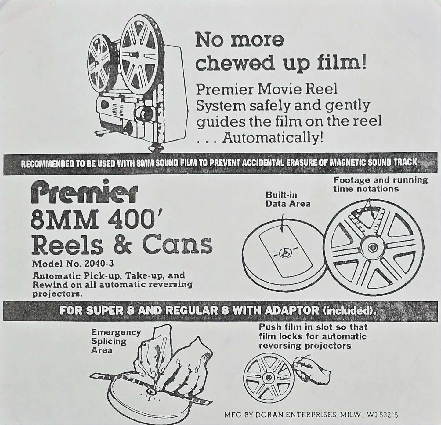 Premier Dual 8mm 400' Plastic Film Reel & Can (3 Pack )