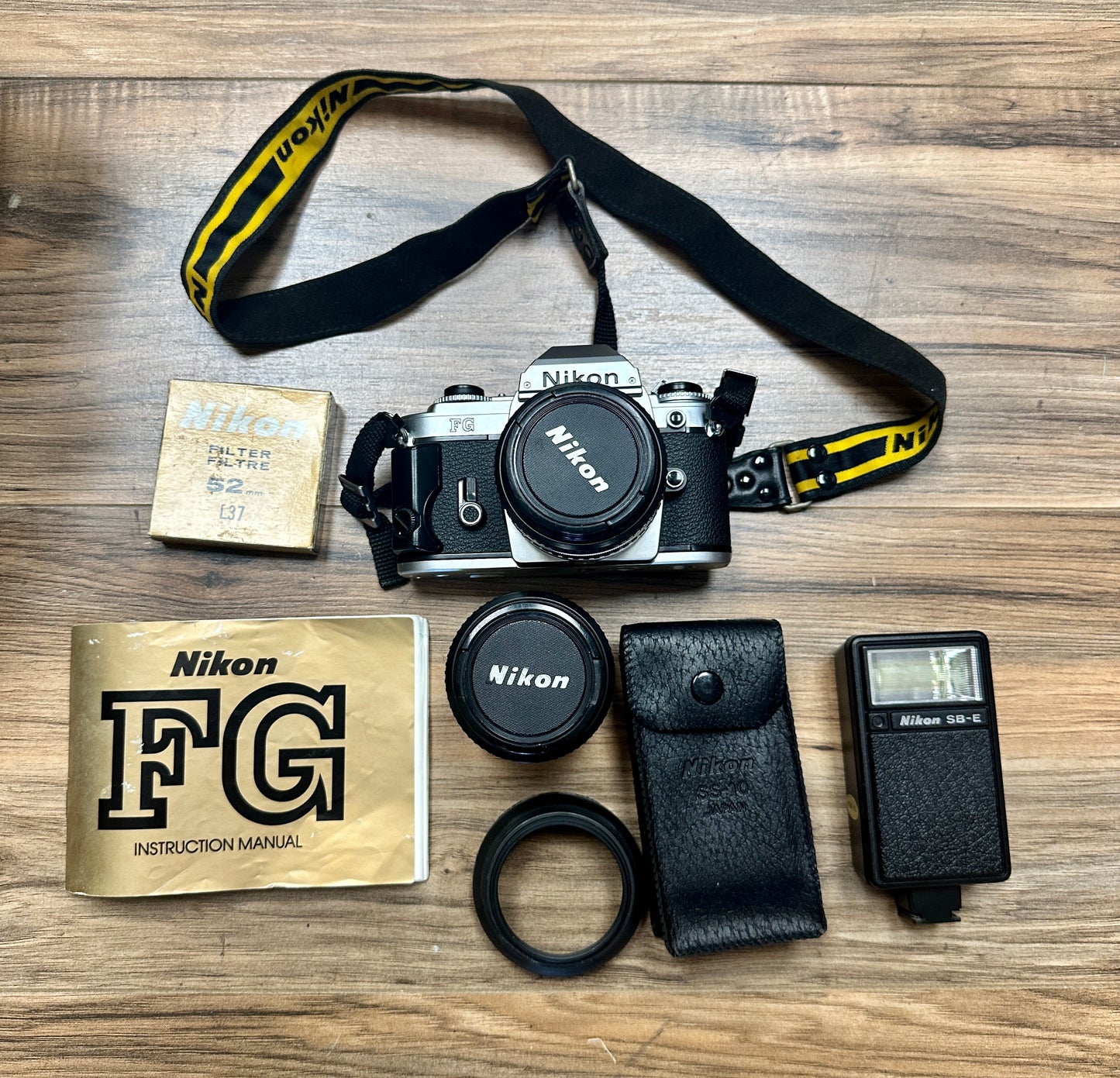 Nikon FG S# 8626169 with Nikon Lens Series E 50mm S# 2499378 and Nikon Lens Series E 100mm S# 1981050