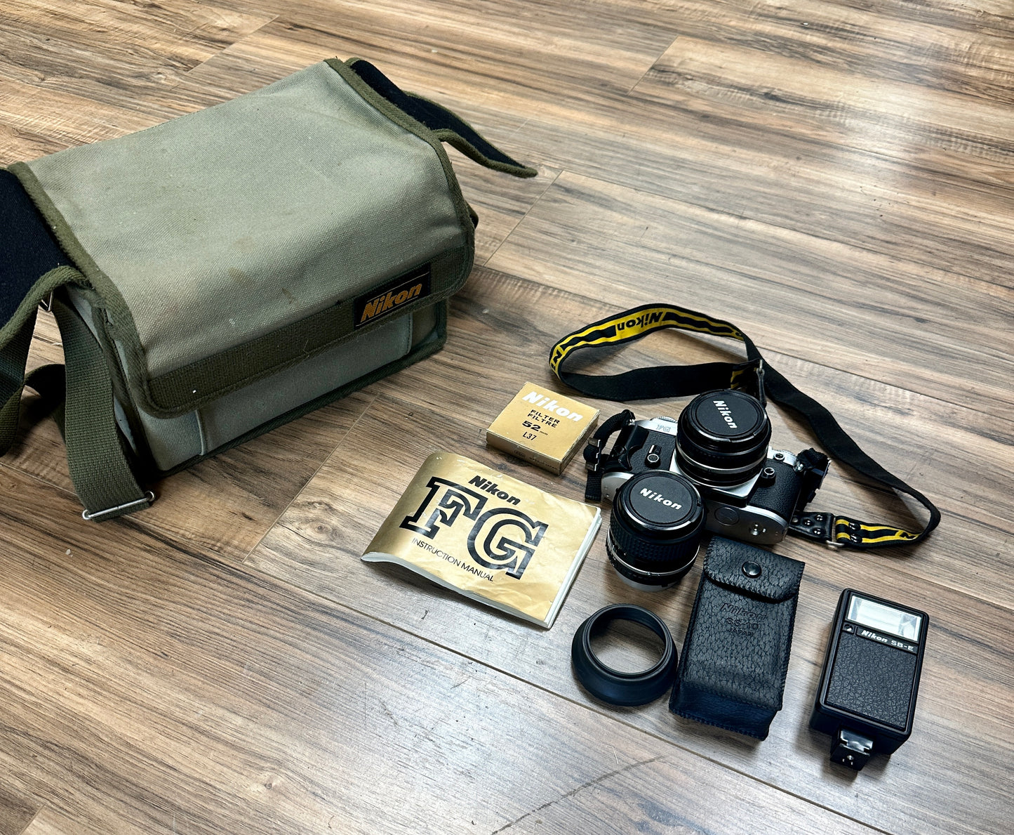 Nikon FG S# 8626169 with Nikon Lens Series E 50mm S# 2499378 and Nikon Lens Series E 100mm S# 1981050