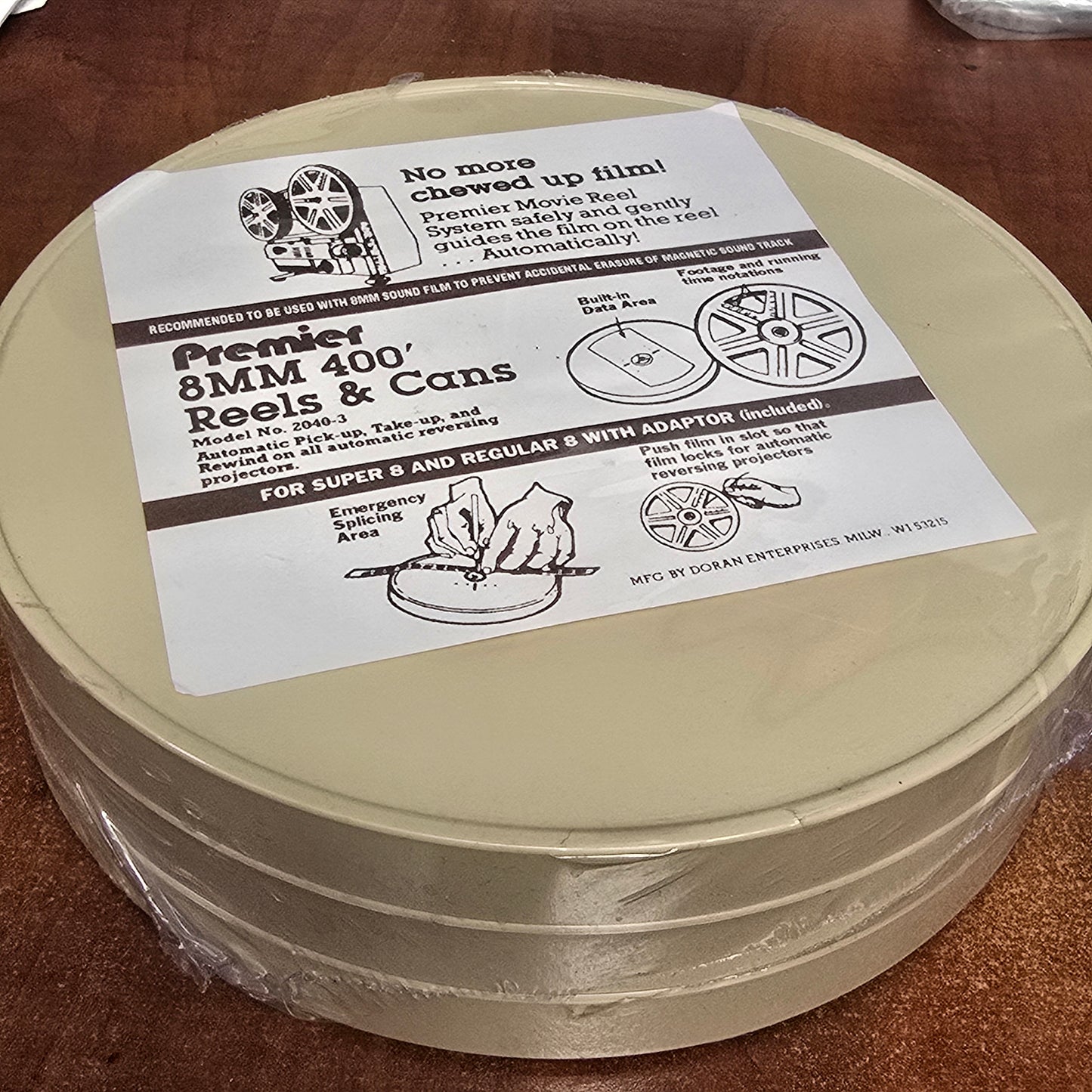 Premier Dual 8mm 400' Plastic Film Reel & Can (3 Pack )