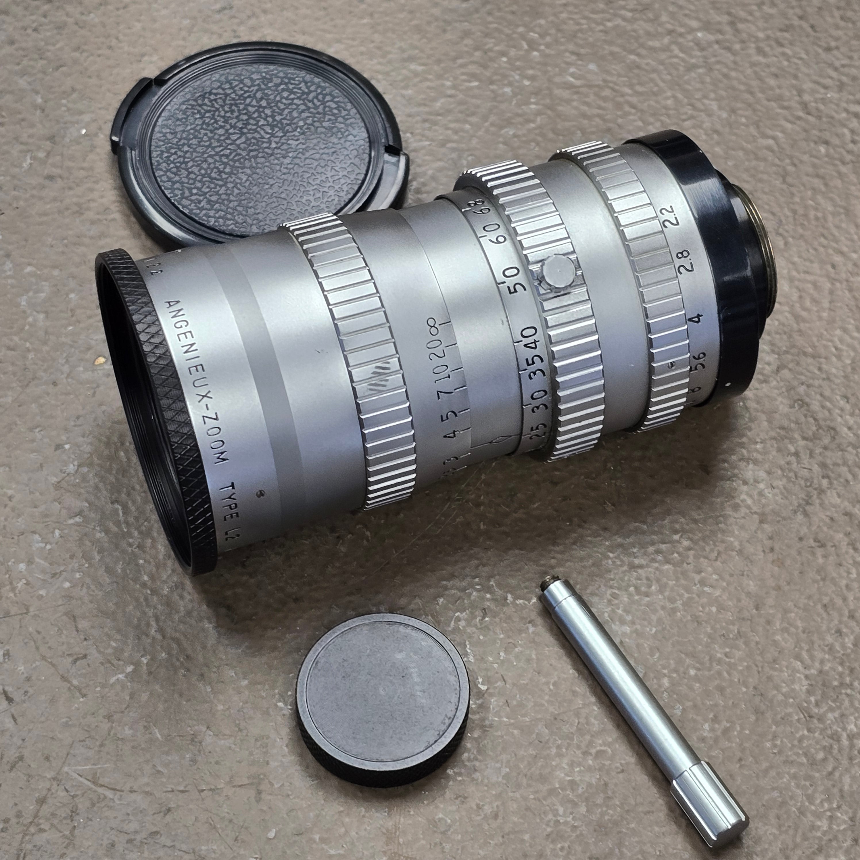 Angenieux 17-68mm f2.2/T2.5 C-Mount Zoom lens Type 4x17B (Black Versio – Du-All Camera Angenieux 17-68mm f2.2/T2.5 C-Mount Zoom lens Type 4x17B (Black Versio – Du-All Camera