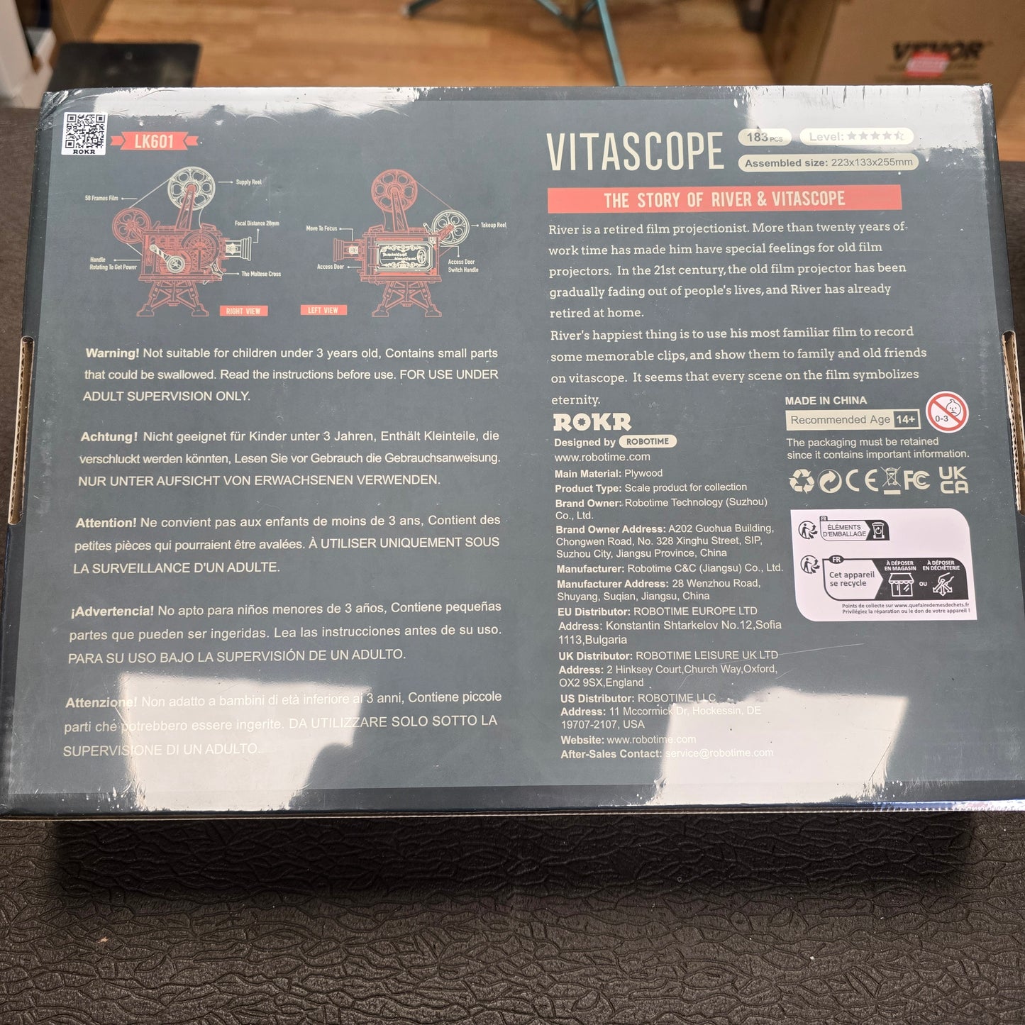 ROKR 3D Wooden Puzzle Vitascope Mechanical Gear LK601 DIY Film Projector Kit Puzzle Toy NEW