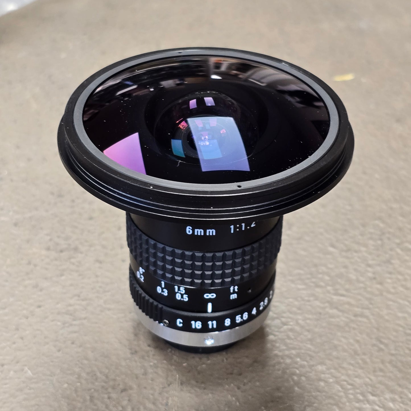 Super Fisheye 1.8mm Lens Attachment with Ricoh 6mm f1.2 C-Mount Lens S# 910481