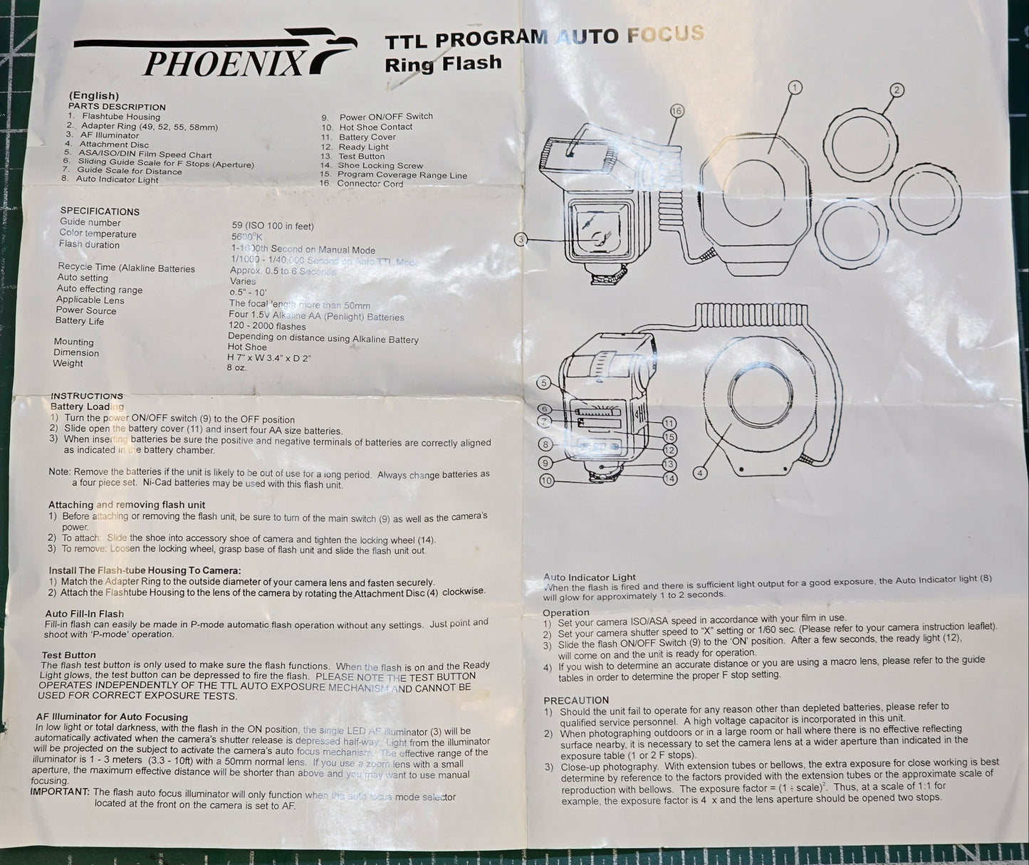 Phoenix RL-59N Auto Ringlight Camera Flash S# 10136742