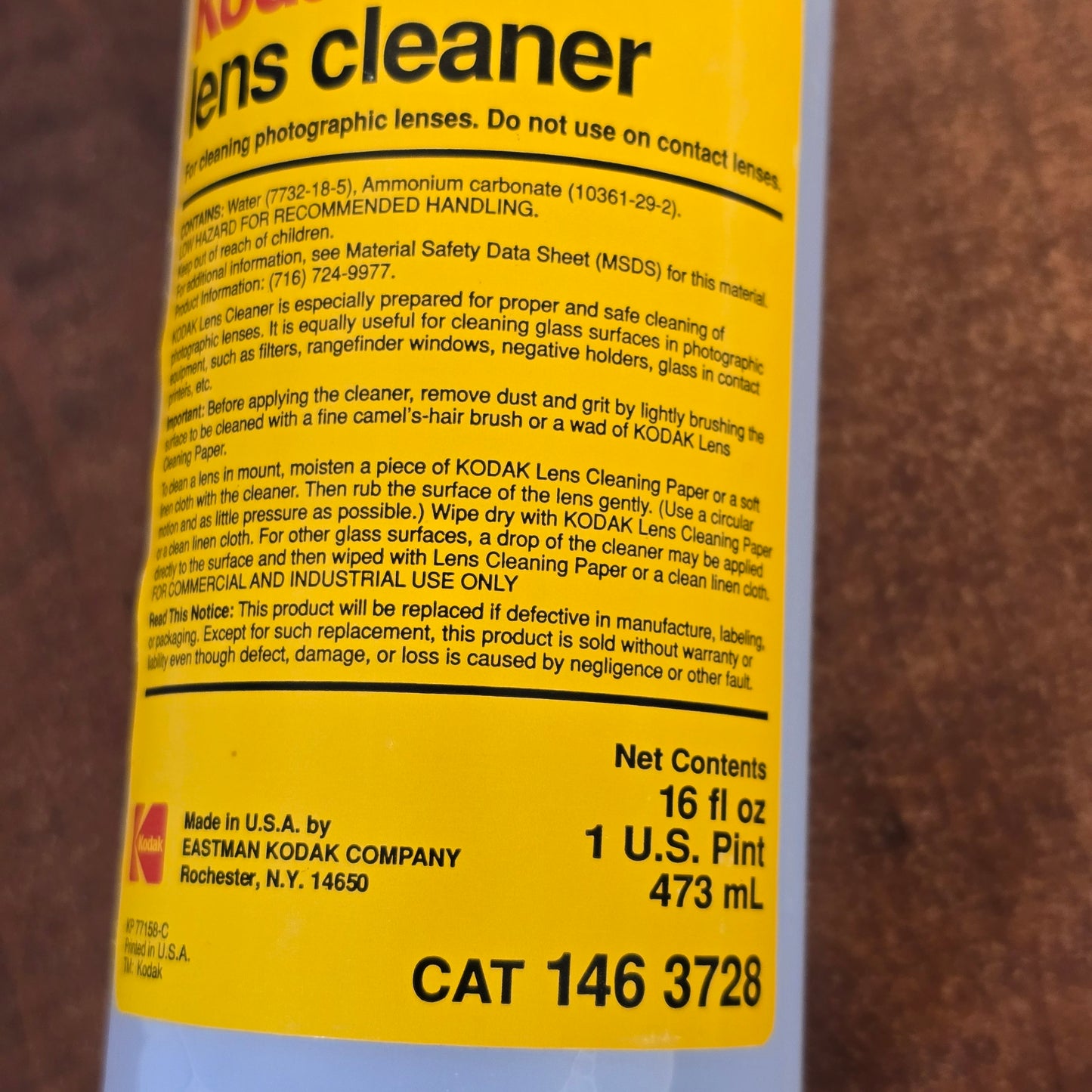 Kodak Lens Cleaner 16 Fl oz CAT 146 3728