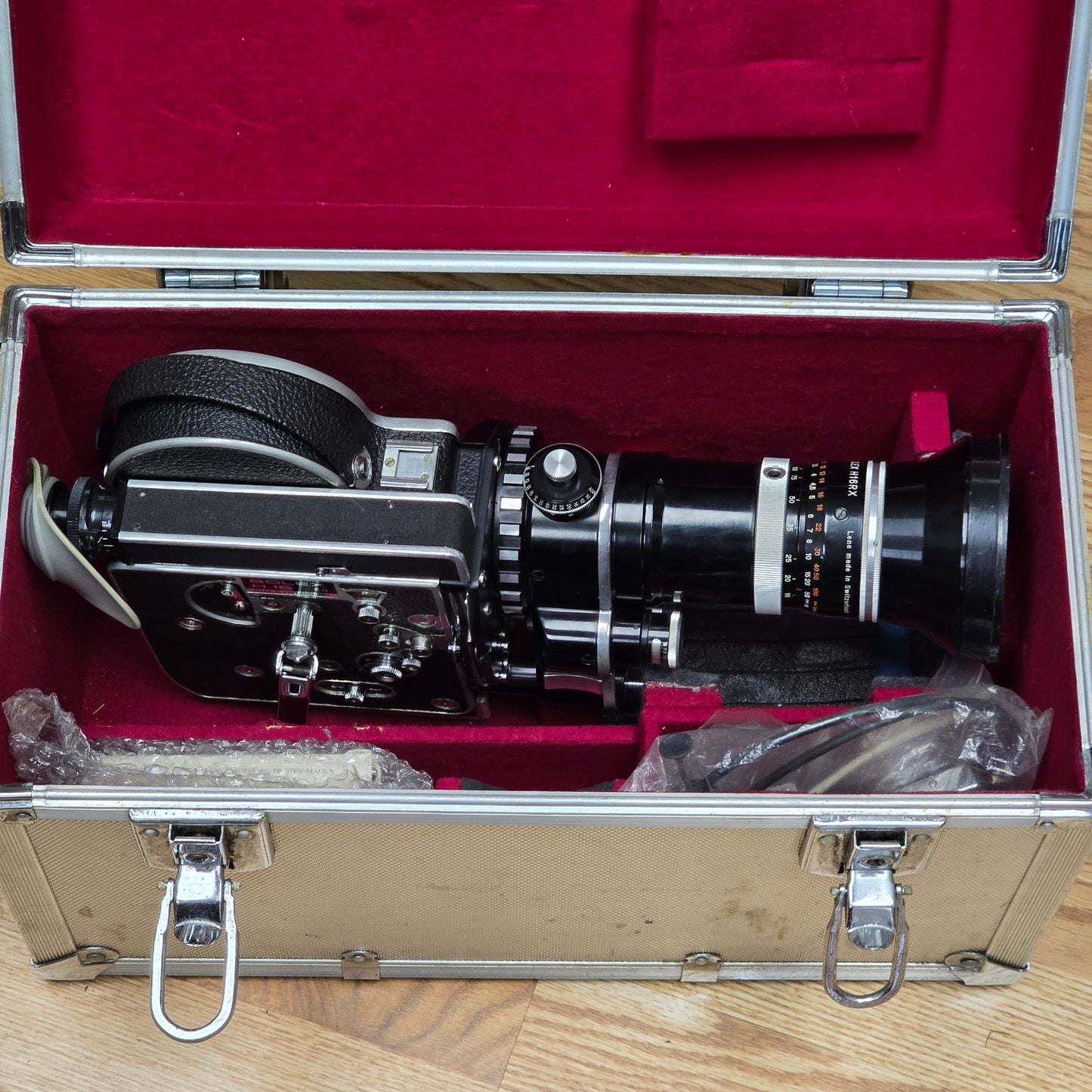Bolex H16 SB 16mm Camera with 10x Viewfinder S# 300713 & Vario Switar 16-100mm POE Zoom Lens S# 1116622 Package