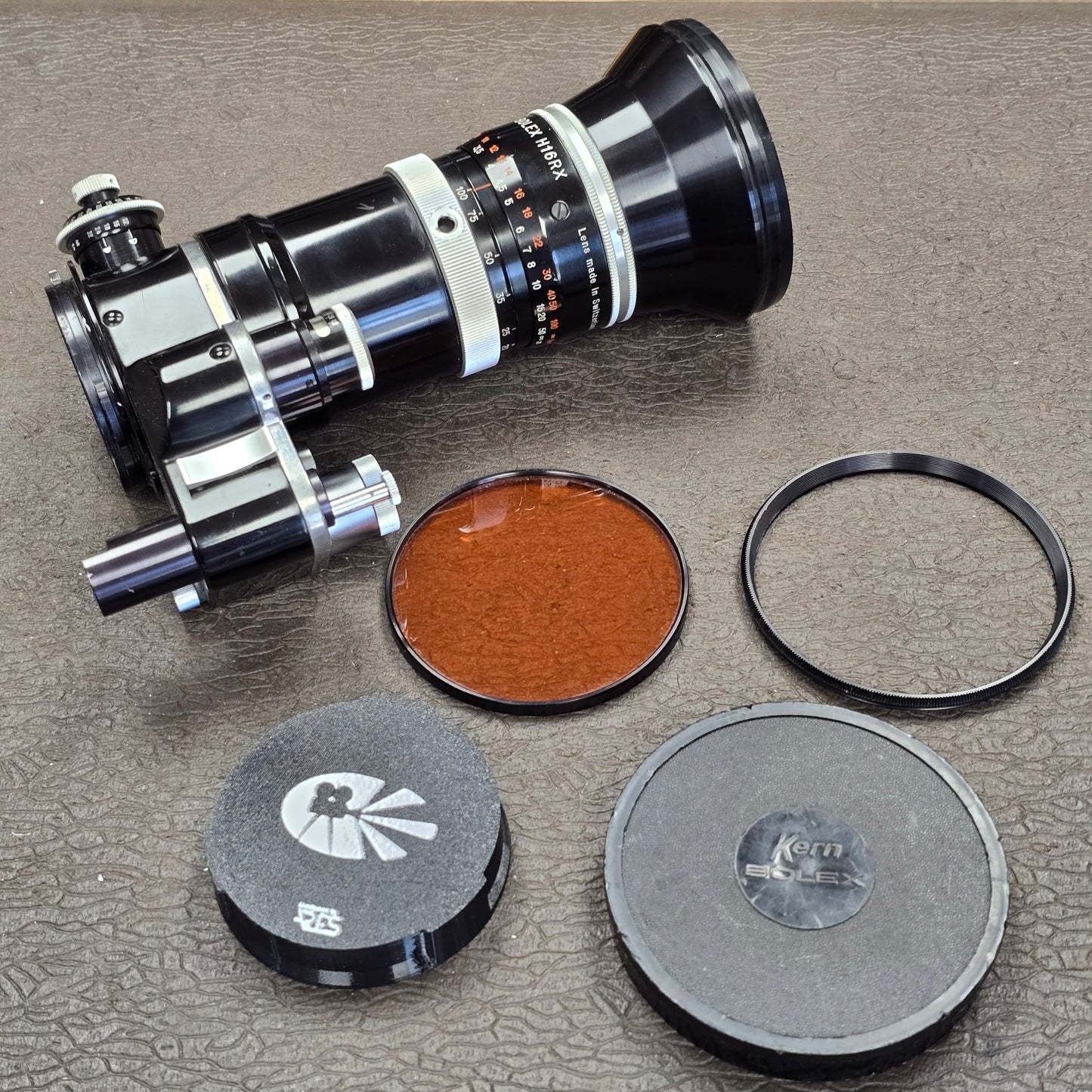 Bolex H16 SB 16mm Camera with 10x Viewfinder S# 300713 & Vario Switar 16-100mm POE Zoom Lens S# 1116622 Package