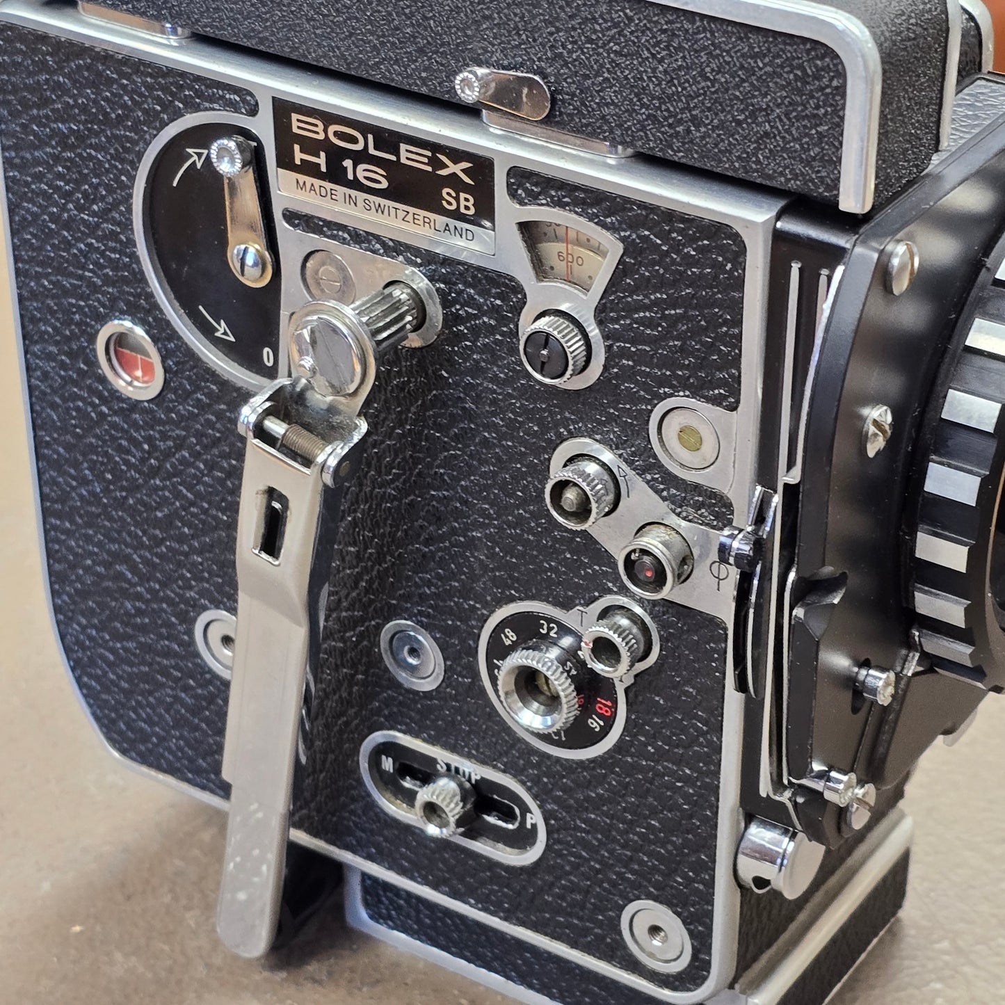 Bolex H16 SB 16mm Camera with 10x Viewfinder S# 300713 & Vario Switar 16-100mm POE Zoom Lens S# 1116622 Package