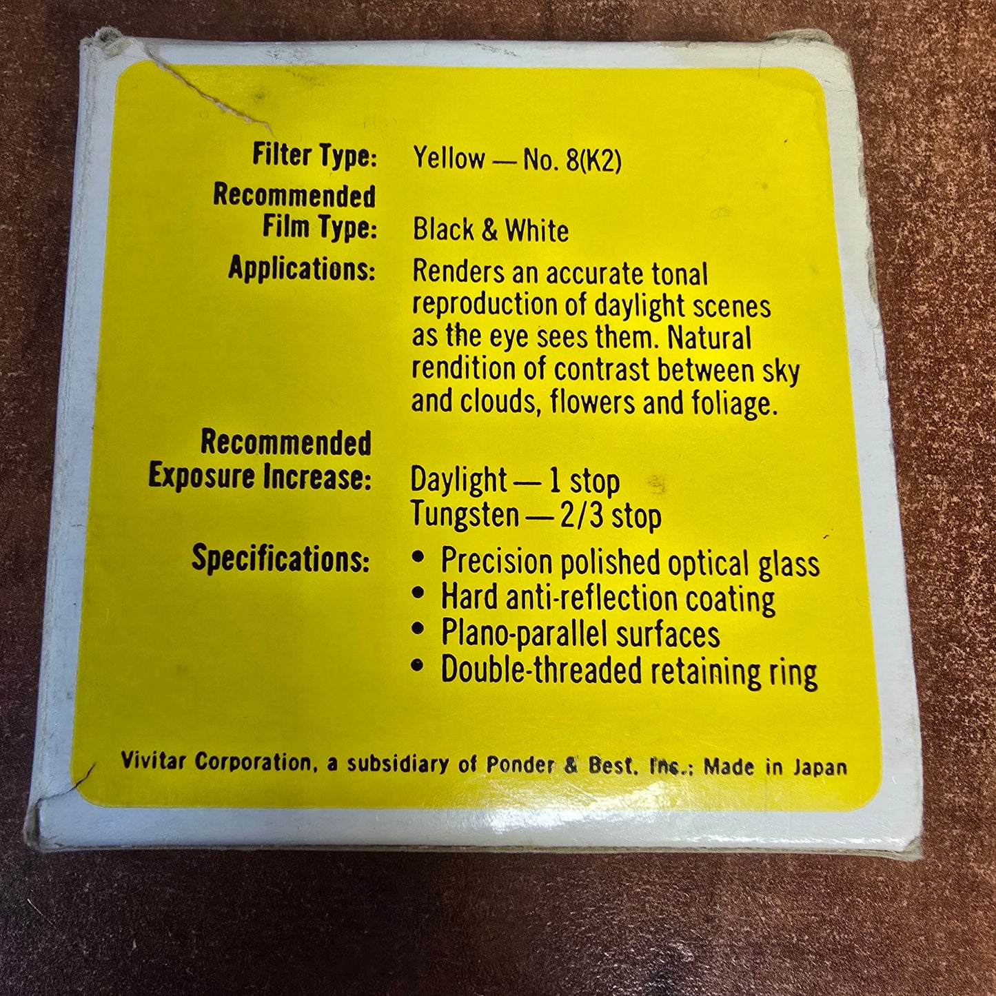 Vivitar 55mm Yellow No.8 (k2) Filter
