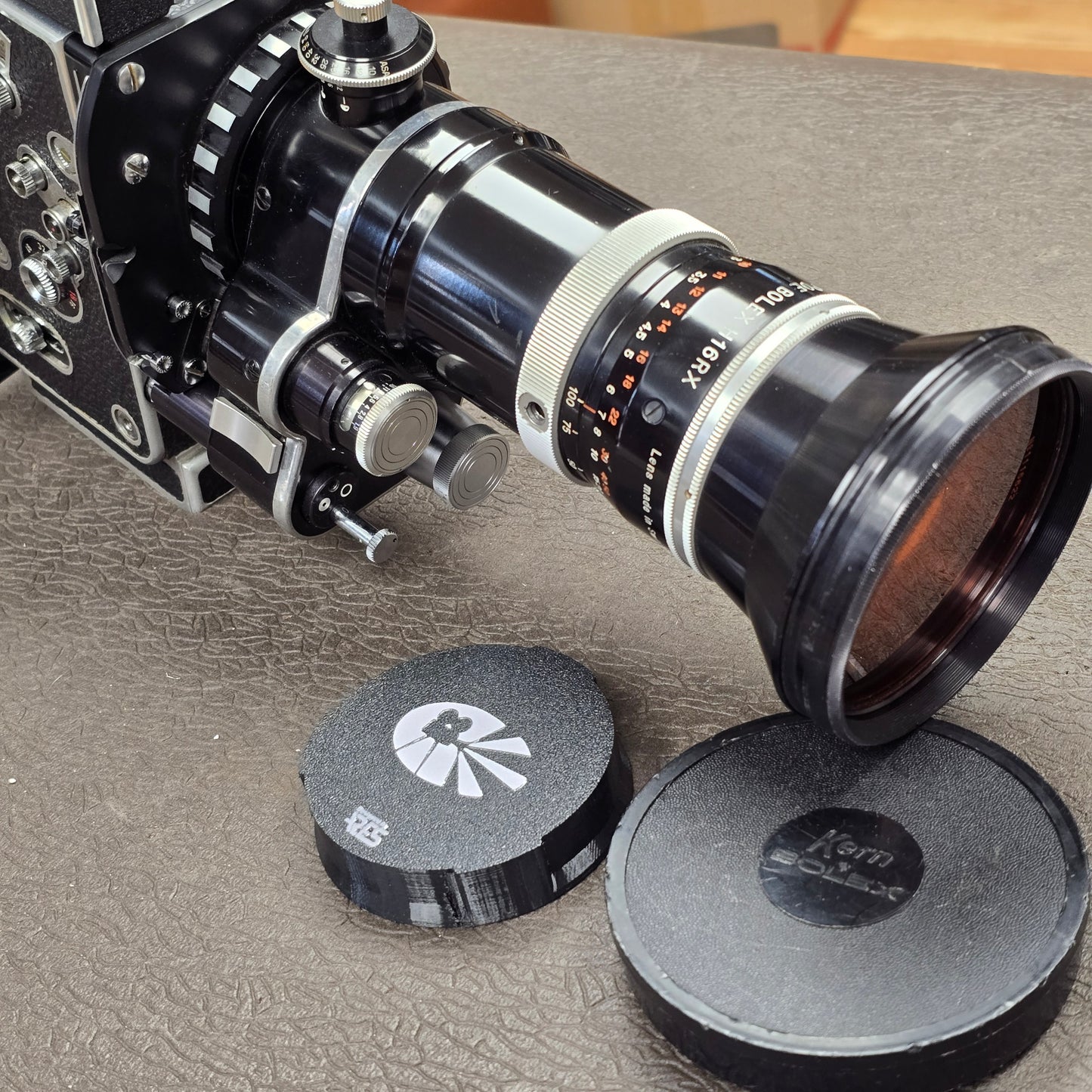Bolex H16 SB 16mm Camera with 10x Viewfinder S# 300713 & Vario Switar 16-100mm POE Zoom Lens S# 1116622 Package