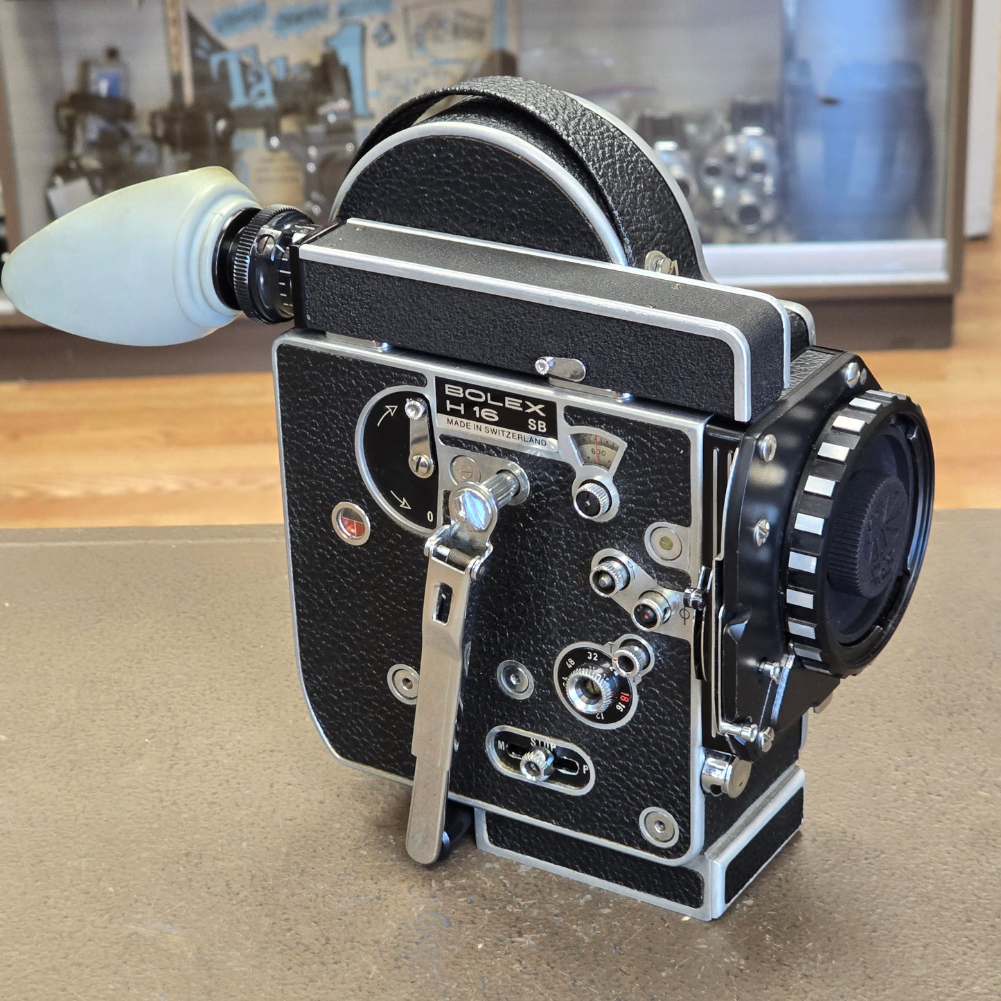 Bolex H16 SB 16mm Camera with 10x Viewfinder S# 300713 & Vario Switar 16-100mm POE Zoom Lens S# 1116622 Package