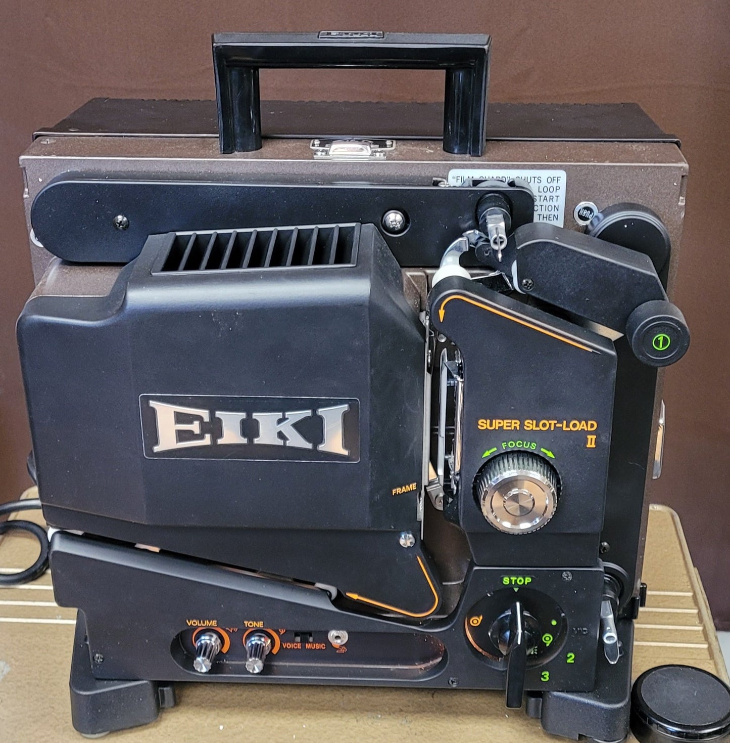 Eiki SL-1 16mm Super Slotload II Sound Projector with Speaker Cover & Case