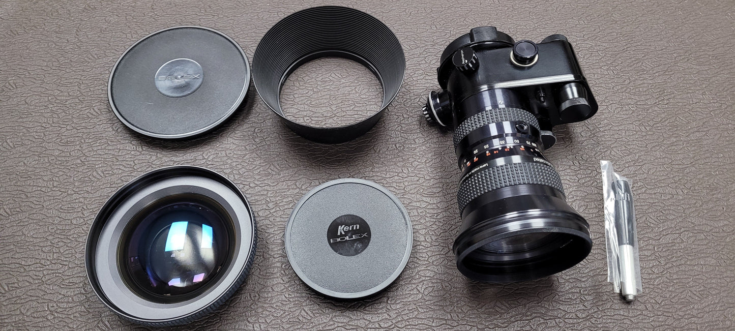 Kern Macro Vario-Switar 100 PTL Multicoated, f/2.0 12.5mm-100mm S# 1120574 "TTL Auto/Manual Exposure Bolex Bayonet Mount + Aspheron 6.5mm Multicoated S# 51122