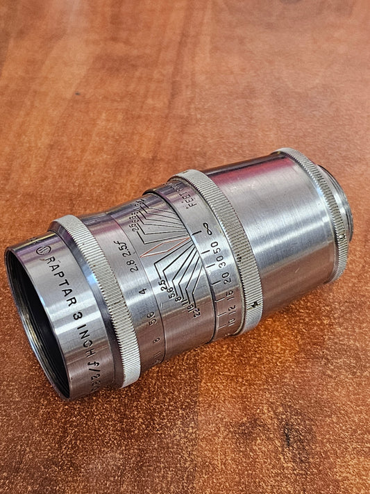 Wollensak Cine Raptar 75mm 3" f2.5 C-Mount Telephoto lens S# C95004