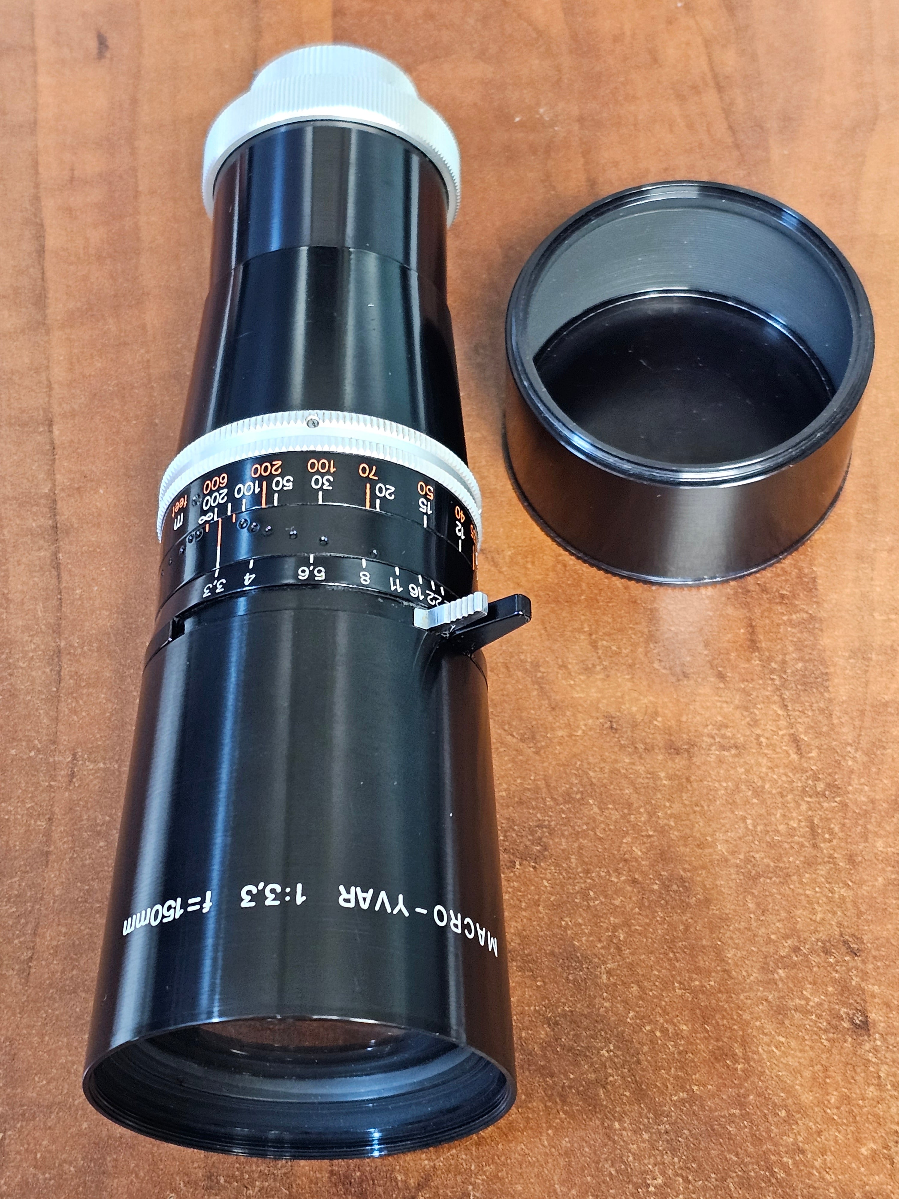 Yvar 150mm f3.3 Macro Preset C Mount lens S# 1127238 – Du-All Camera