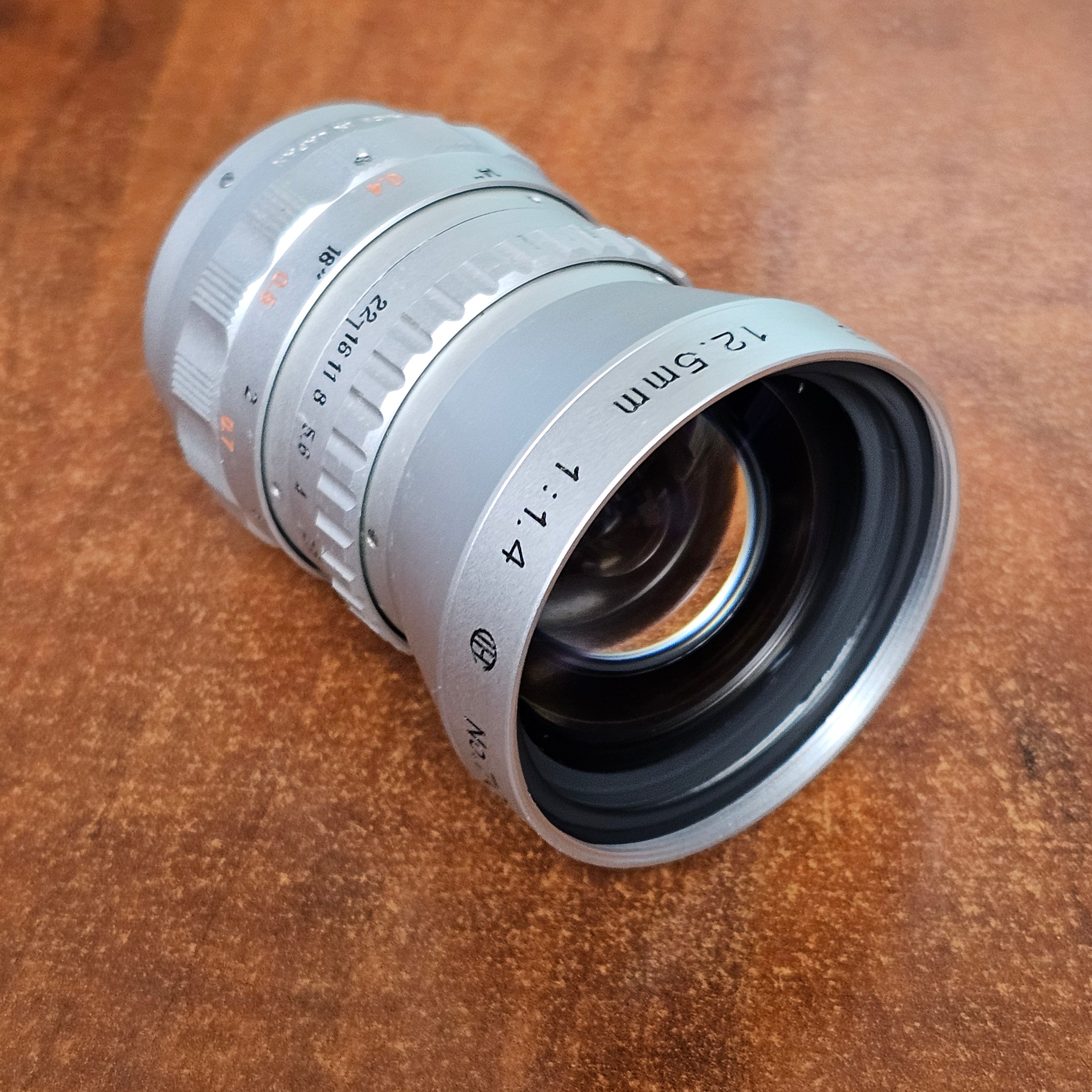 Cosmicar Television 12.5mm f/1.4 C-Mount Lens (Silver) S