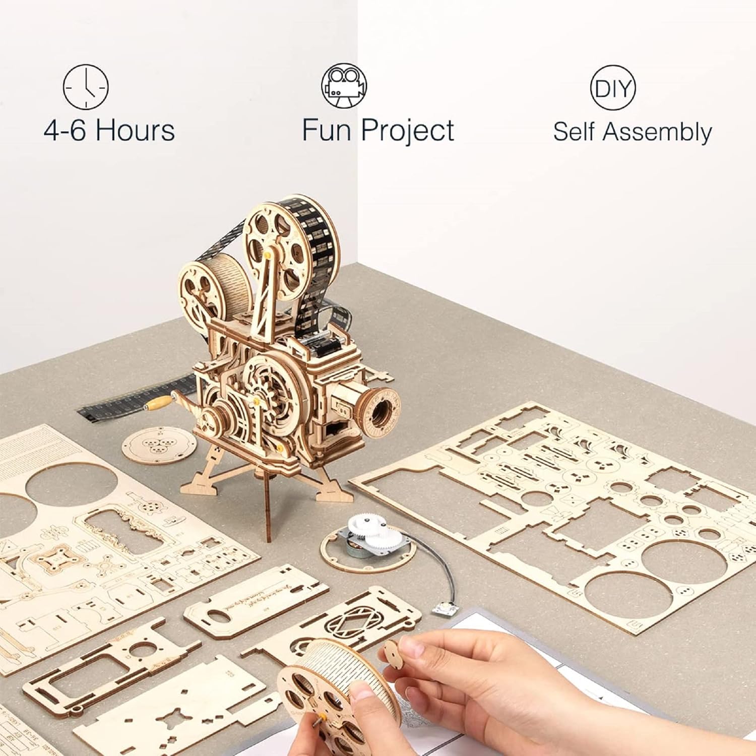 ROKR 3D Wooden Puzzle Vitascope Mechanical Gear LK601 DIY Film