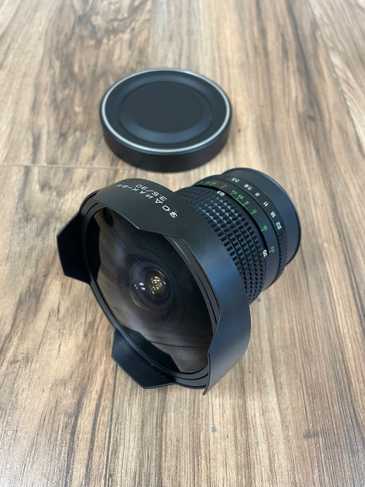 Zodiak-8b 30mm f3.5 P6 Mount Medium Format Wide Angle Fisheye Soviet Lens S# 860798 w/ Filters