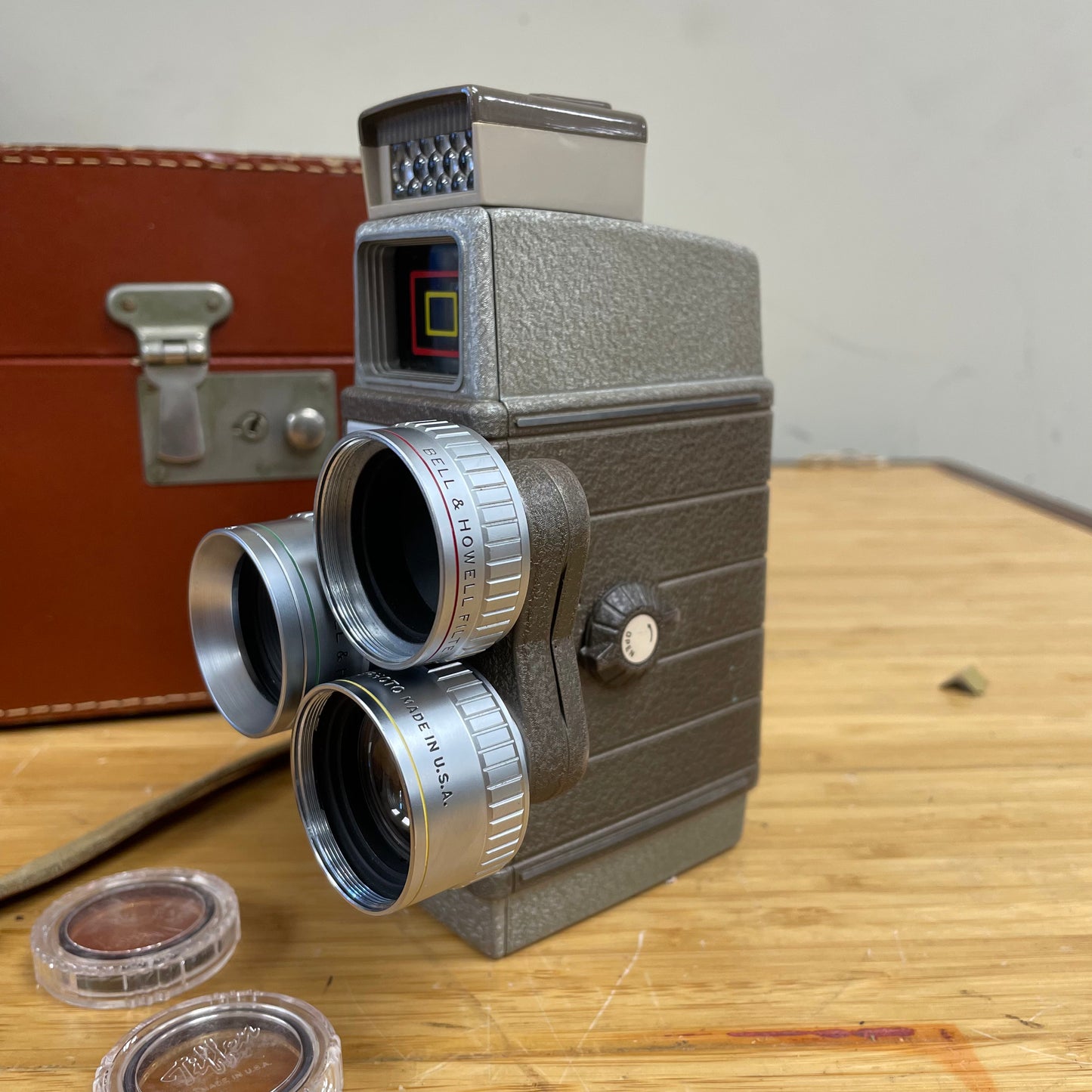 Bell & Howell Two-Fifty-Two 252 8mm Camera w/ Turret, Light Meter, Case, & Filters