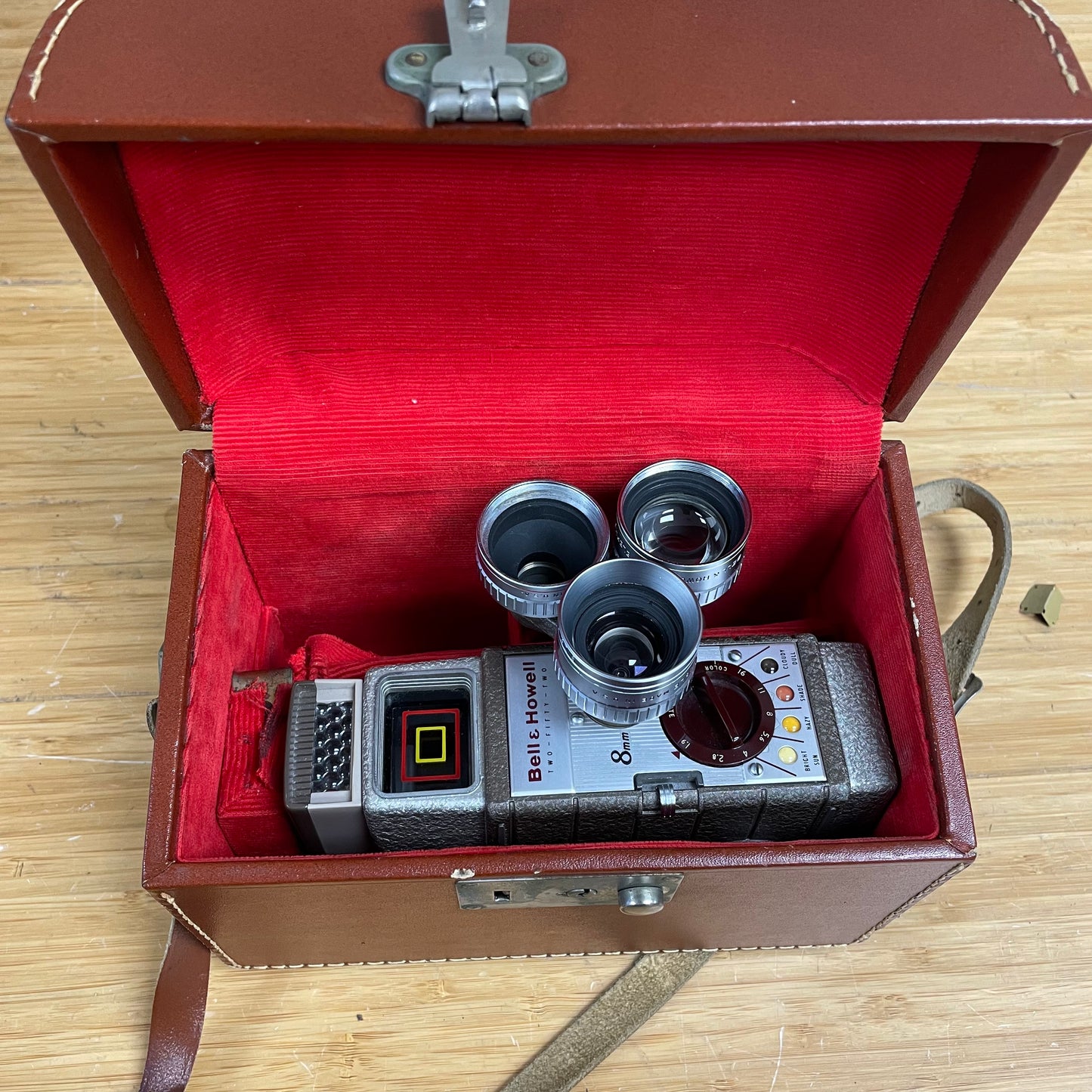 Bell & Howell Two-Fifty-Two 252 8mm Camera w/ Turret, Light Meter, Case, & Filters