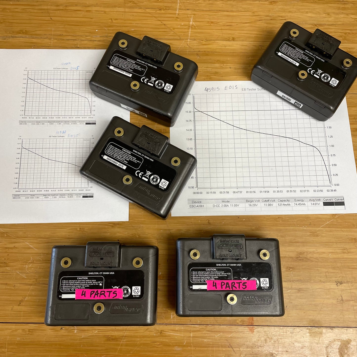 Anton Bauer Gold Mount Batteries (5) w/ Dual Charger Kit - READ DESCRIPTION