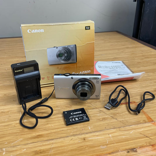 Canon Powershot A2300 5x Zoom 16MP w/ 2 Batteries - Digital Camera - Point & Shoot - S# 482065098321