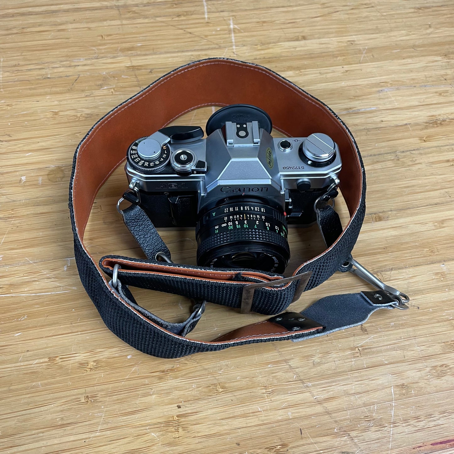 Canon AE-1 35mm Camera Body S# 5172458 with Canon FD 50mm T1.8 Lens S# 4155582