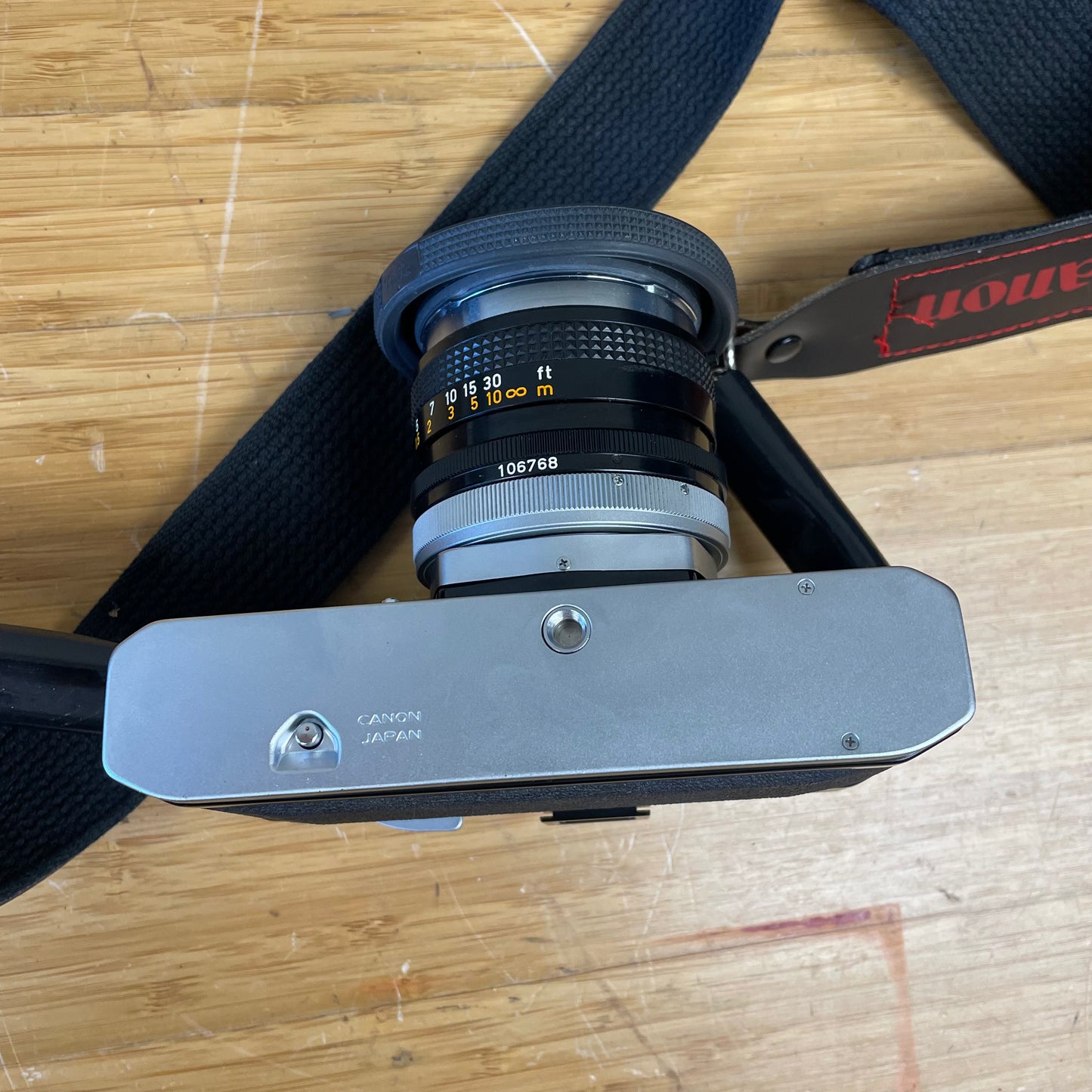 Canon FTb QL 35mm Camera Body S# 316608 w/ Canon FD 50mm T1.8 Lens S# 106768 & Canon Leather Case