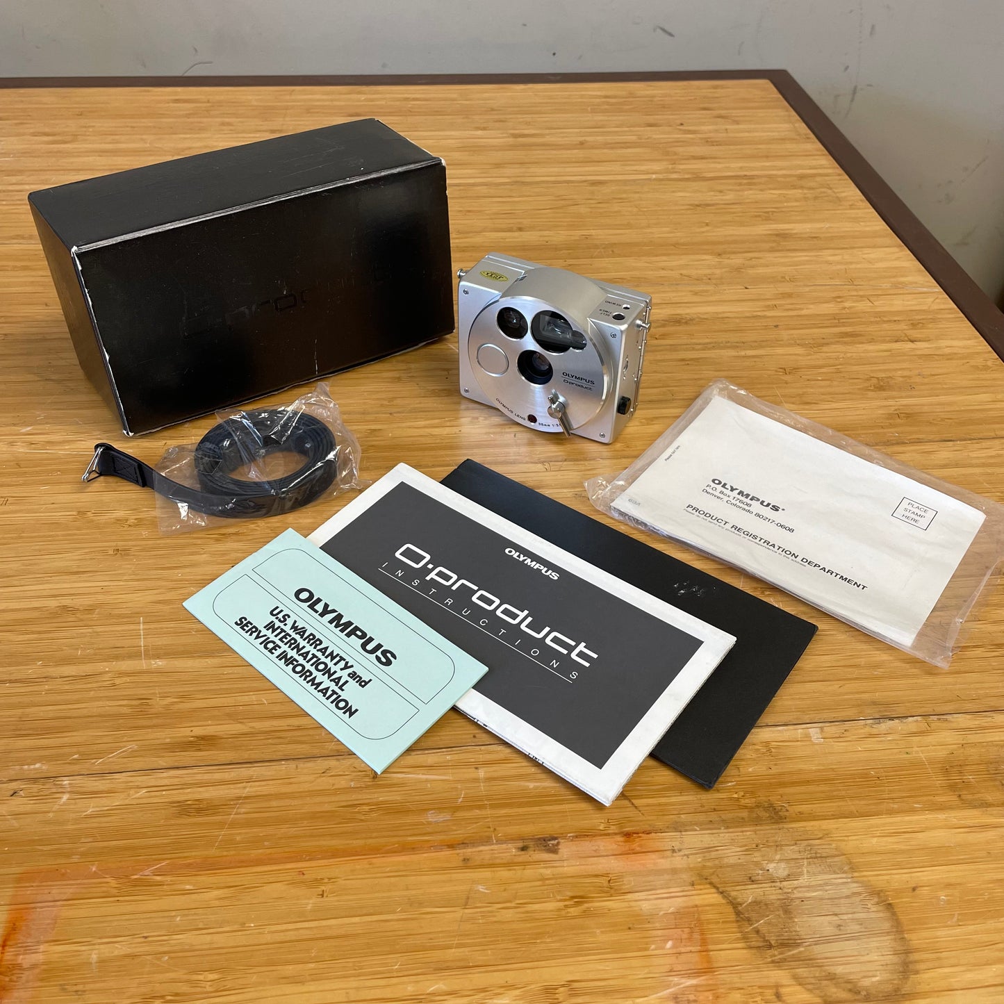 Olympus O-Product 35mm Autofocus Film Camera — #11780/20000 — Boxed with Flash