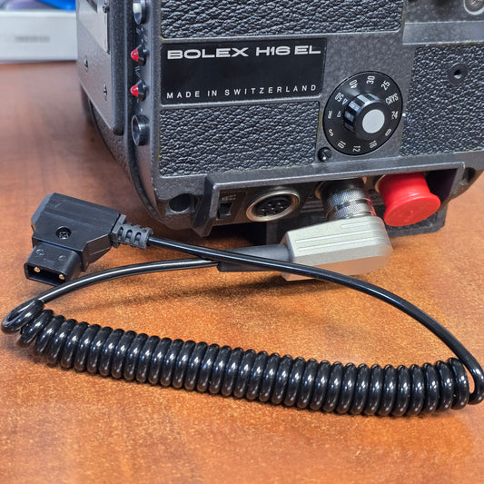 Bolex EL D-Tap Coiled Power Cable Right Angle Style Connector