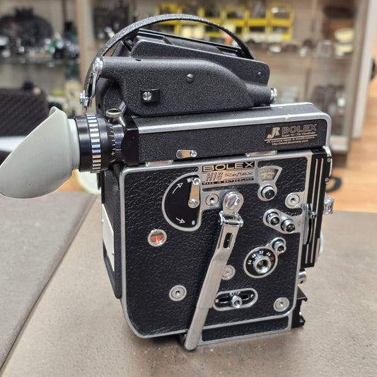 Bolex Super 16 REX 5 Camera body with 13x viewfinder & Padded Case S# 304674 (JK Meritex Conversion)