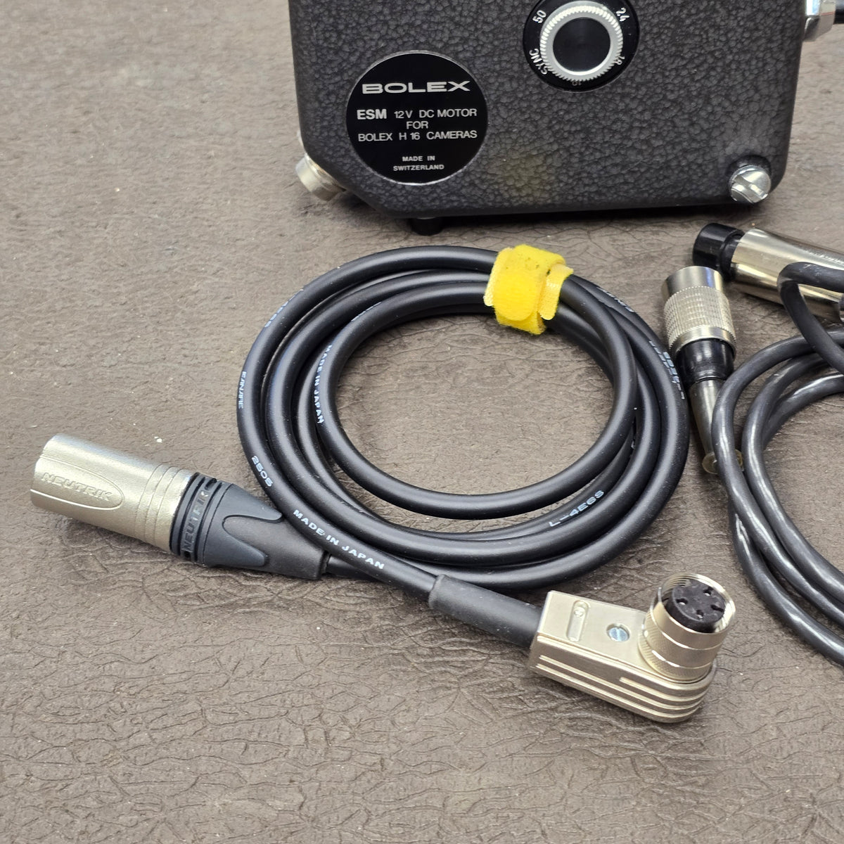 Bolex ESM Motor with ESM Power cable to 4-pin XLR & Remote On/Off Power Cable S# B5569