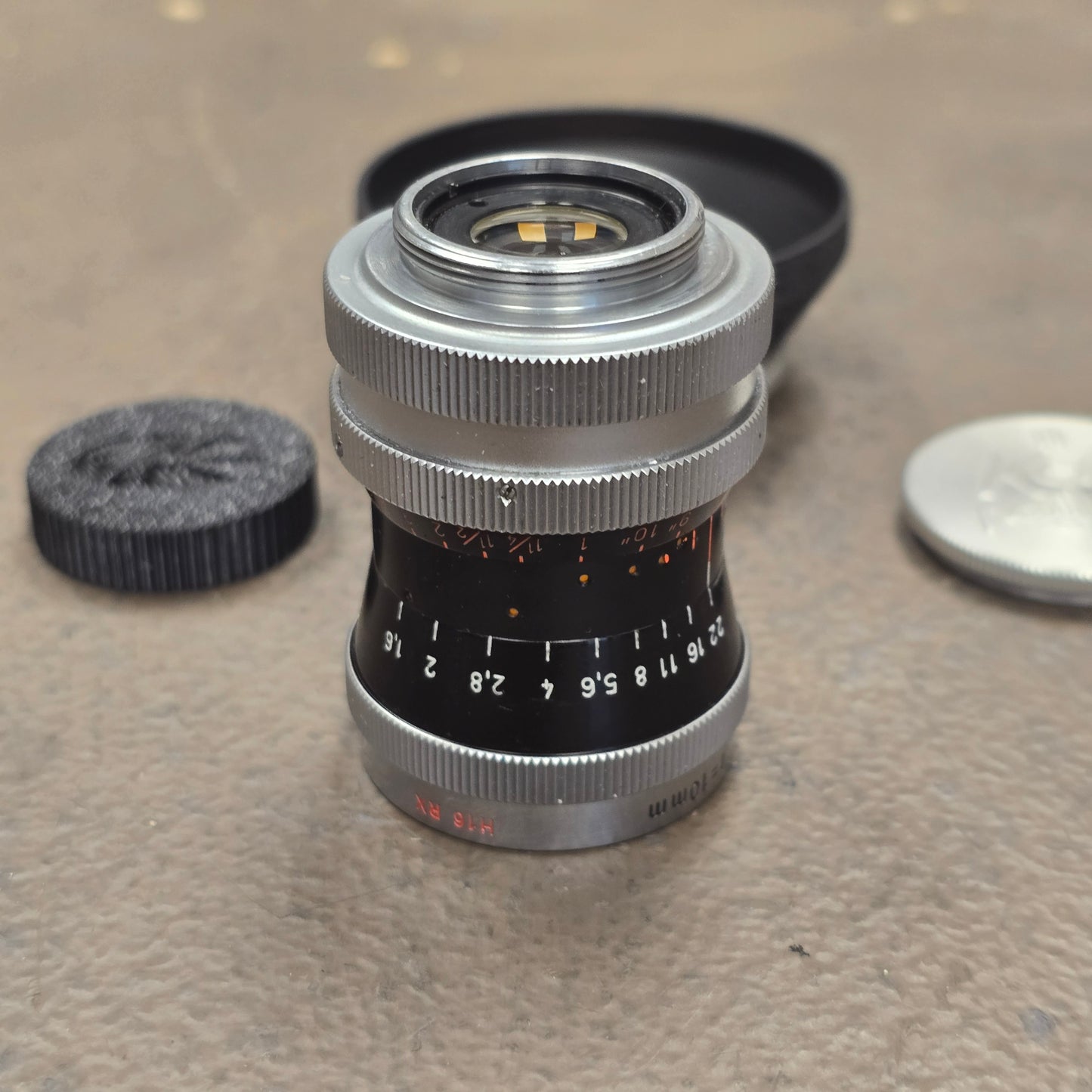 Switar 10mm f1.6 H16 RX C-Mount Lens S# 737187 with Lens Shade & 85 Filter