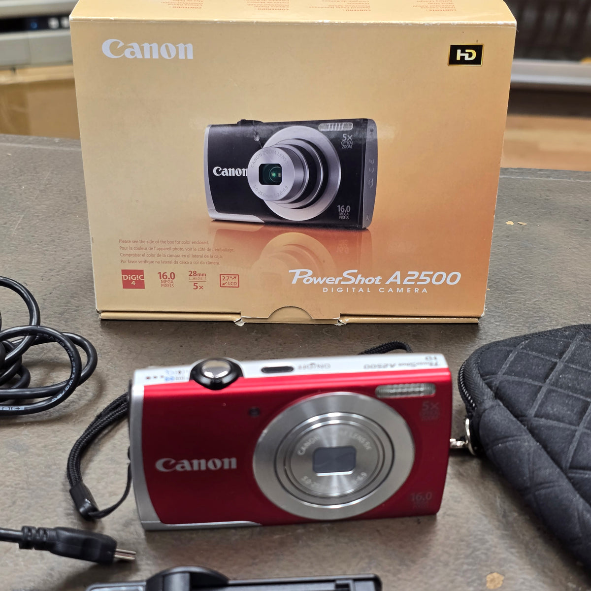 Canon Powershot A2500 (RED)- Digital Camera - Point & Shoot w/Case & Batteries