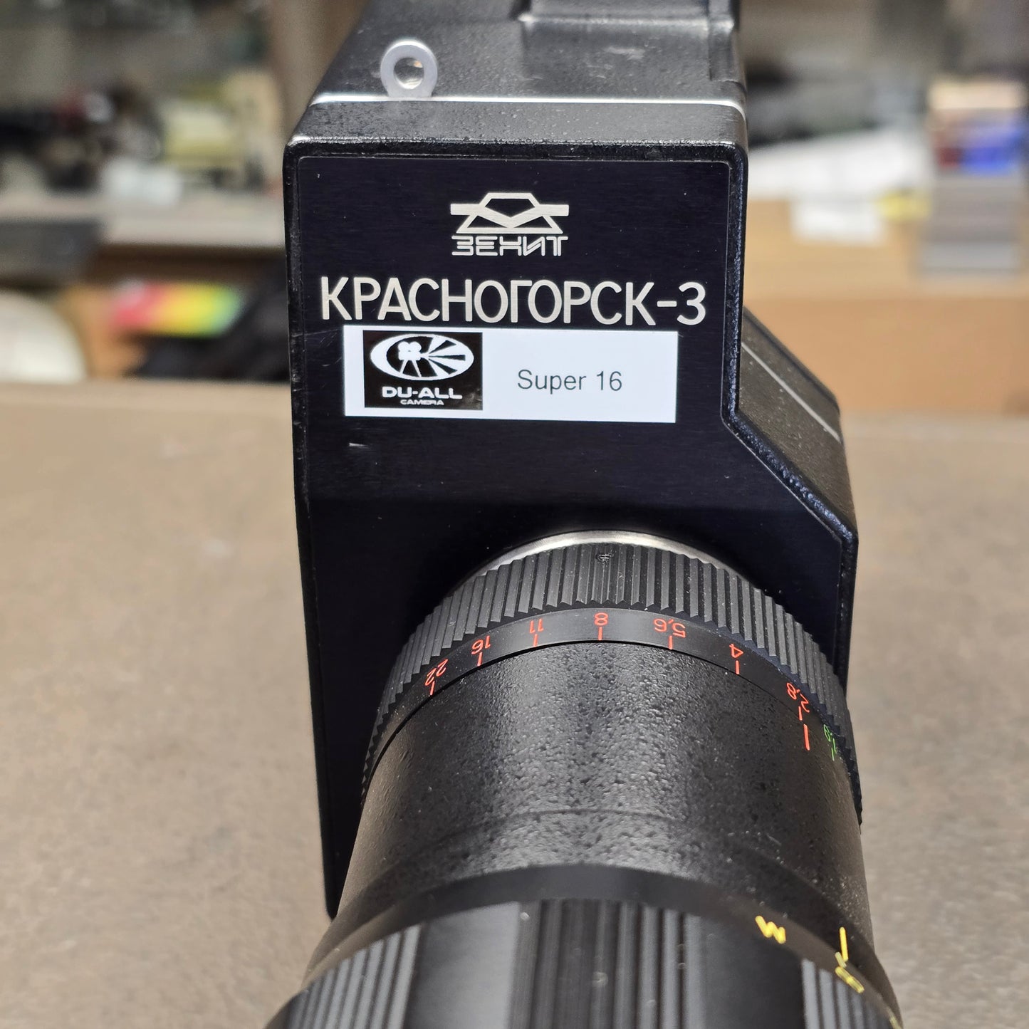 Krasnogorsk K-3 Super 16mm Camera S# 8702973 w/ Meteor 17-69mm Zoom lens S# 875659 with Case & Accessories