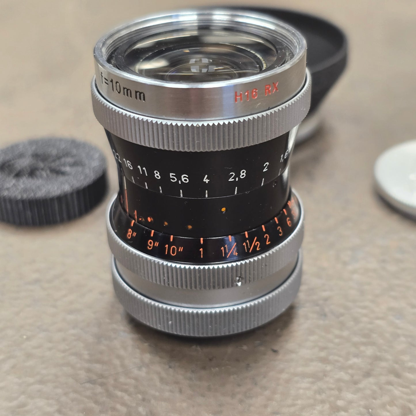 Switar 10mm f1.6 H16 RX C-Mount Lens S# 737187 with Lens Shade & 85 Filter
