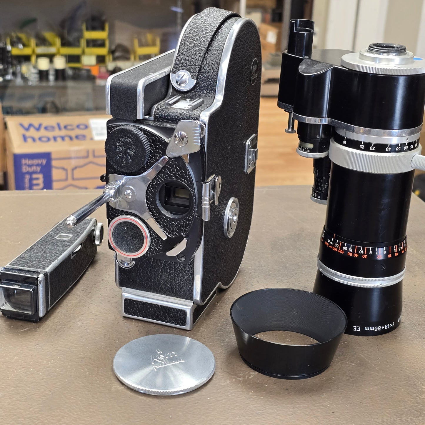 Bolex H16 Rex 3 16mm Camera with 10x viewfinder S# 206075 & Vario Switar 18-86mm Zoom lens S# 965900