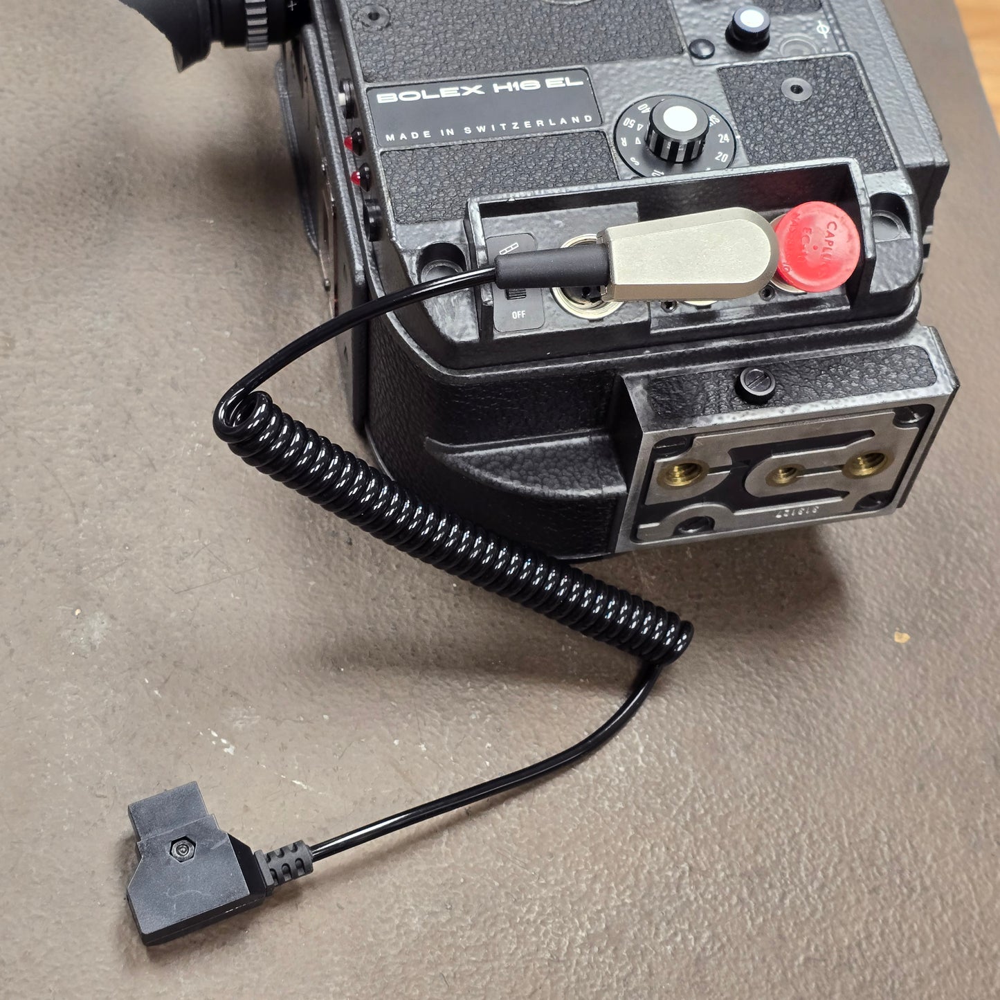 Bolex EL D-Tap Coiled Power Cable Right Angle Style Connector