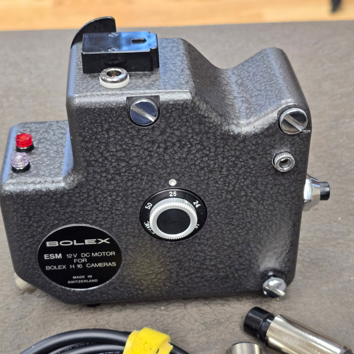 Bolex ESM Motor with ESM Power cable to 4-pin XLR & Remote On/Off Power Cable S# B5569