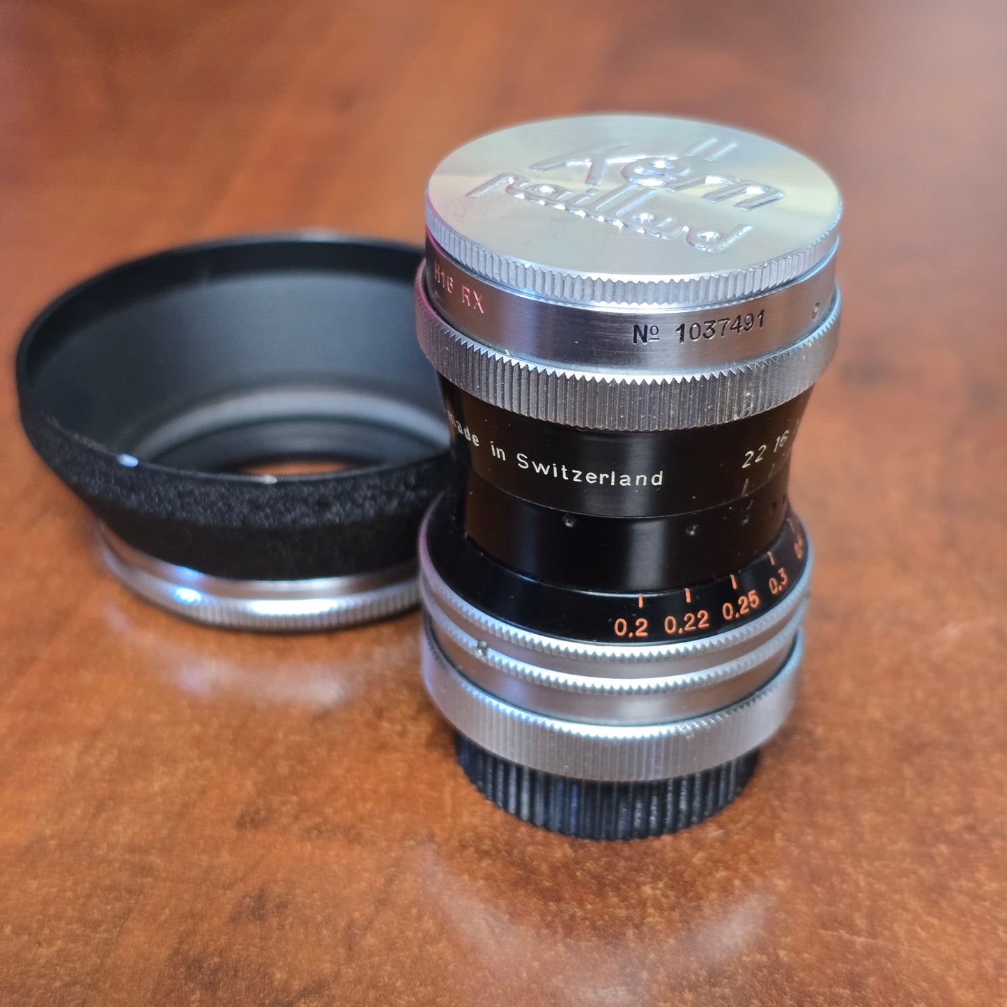 Switar 10mm f1.6 H16 RX C-Mount Lens S# 1037491 with Lens Shade & Filters