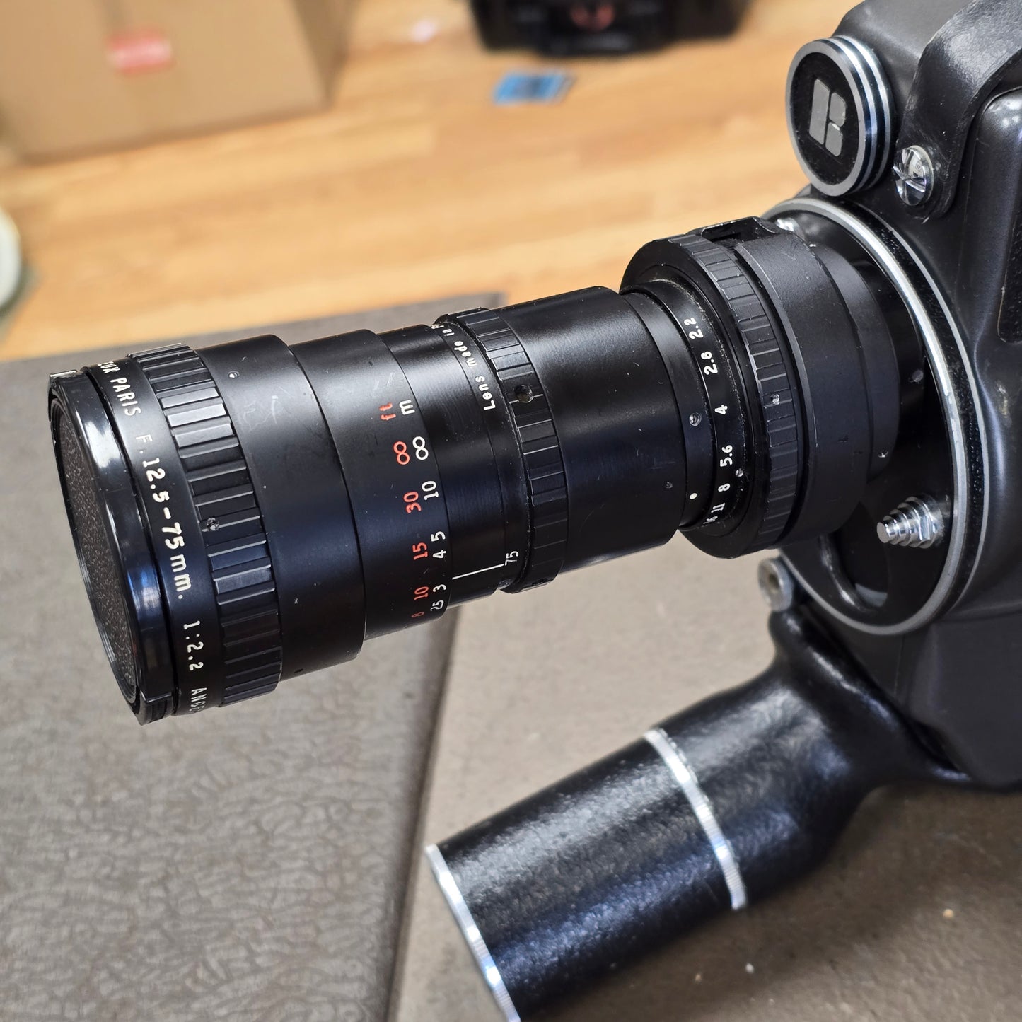 Beaulieu R-16 Camera Body S# 663661 with Angenieux 12.5-75mm Zoom lens S# 1194005