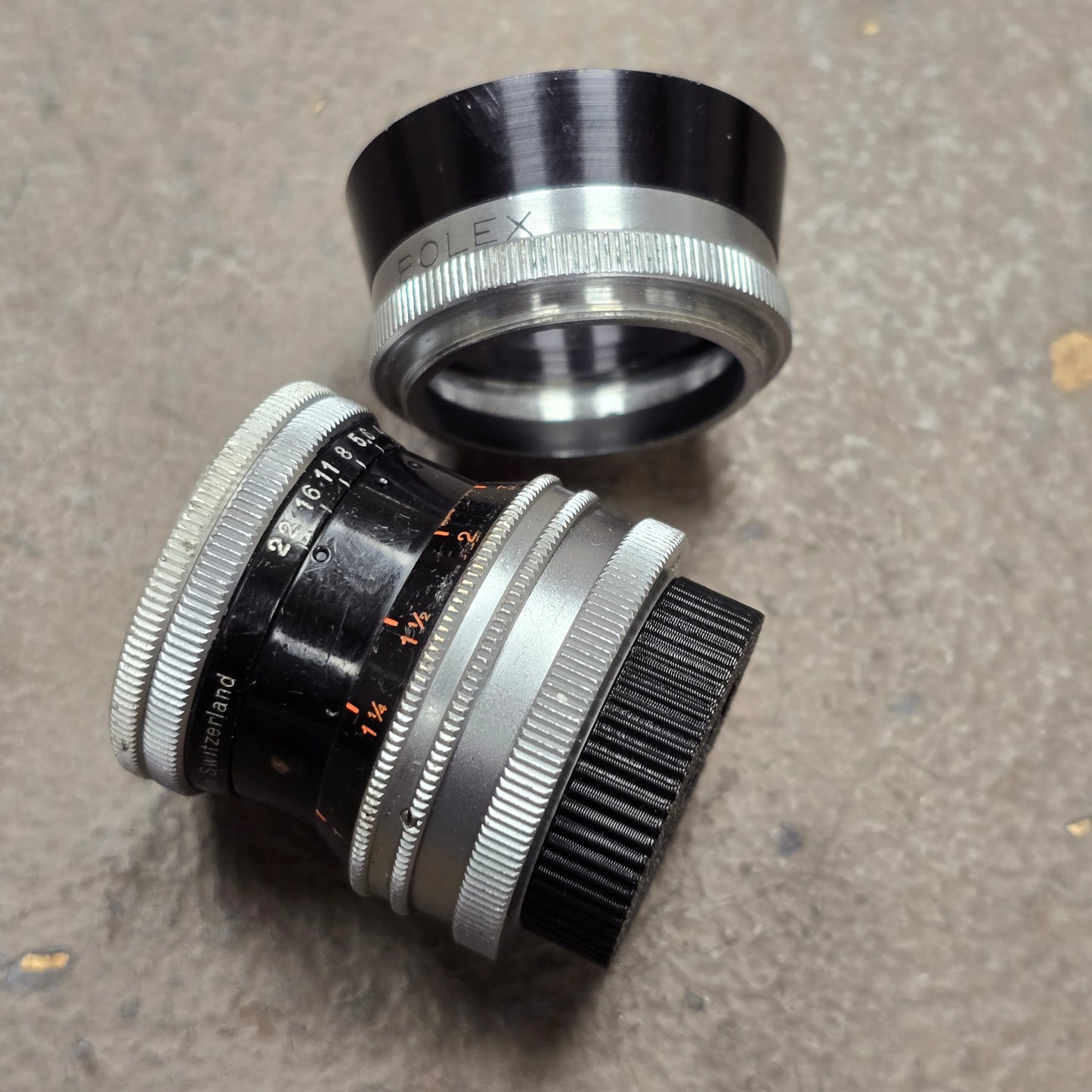 Switar 25mm f1.4 H16RX C-Mount Lens S# 934357 W/ Series 5 Lens Shade