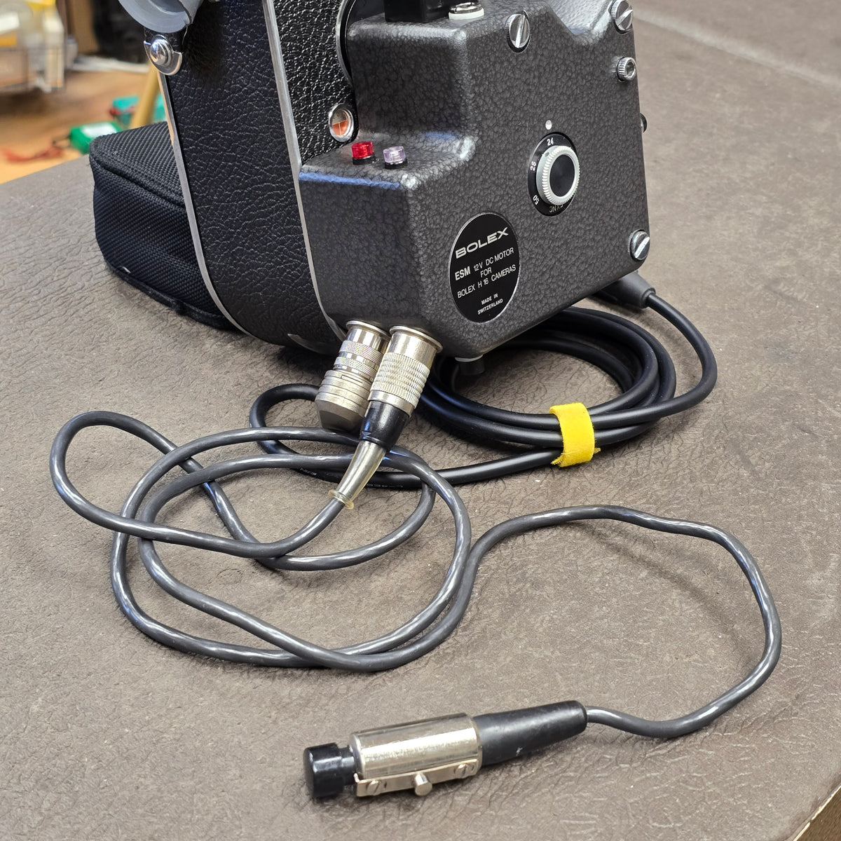Bolex ESM Motor with ESM Power cable to 4-pin XLR & Remote On/Off Power Cable S# B5569
