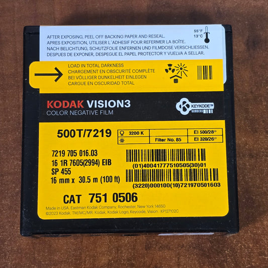 KODAK 16mm 100' VISION3 500T Color Negative Film 7219