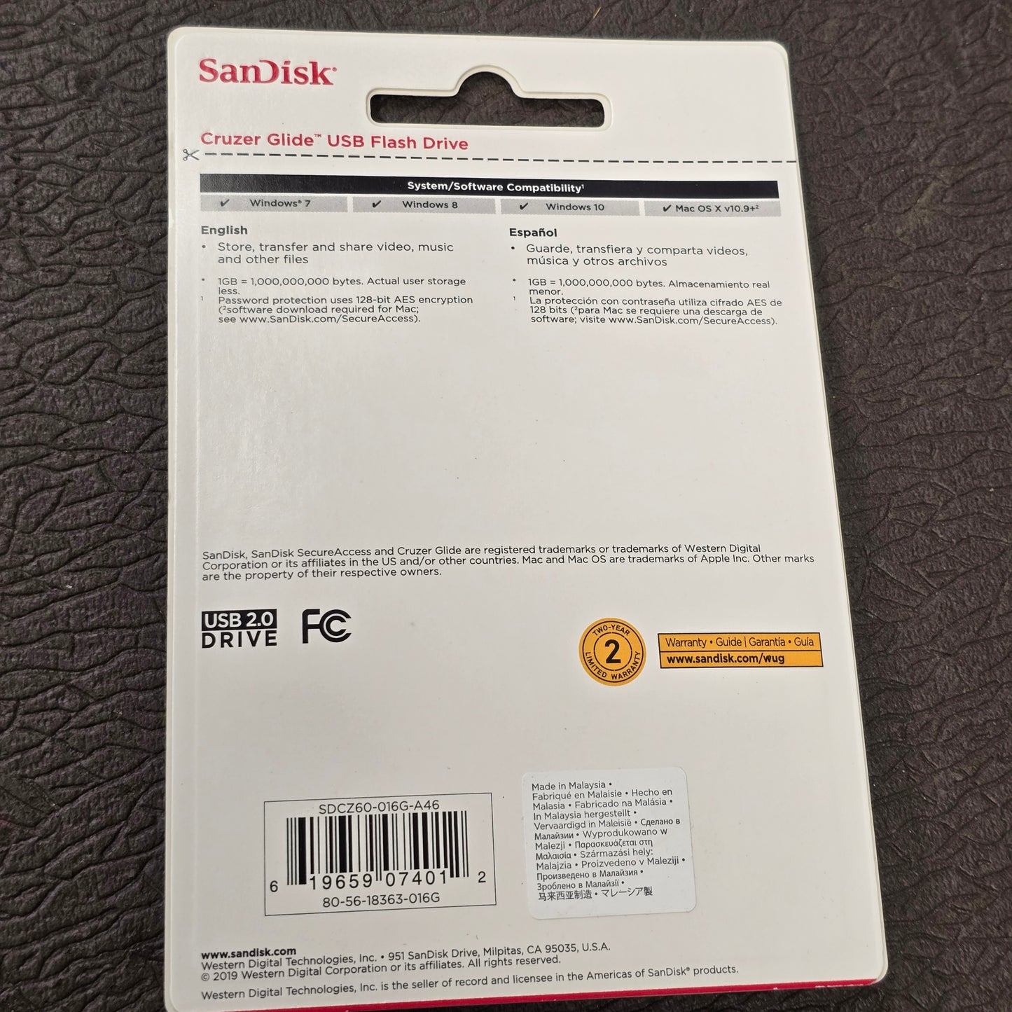 SanDisk 16GB Cruzer Glide USB 2.0 Flash Drive