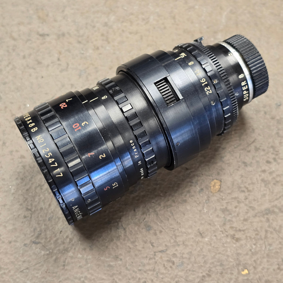Angenieux 8-64mm f1.9 Zoom Lens Type 8x8B C-Mount for Super 8mm Cameras S# 1254717